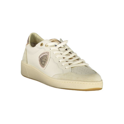Blaue und weiße Damen-Sneaker aus Leder