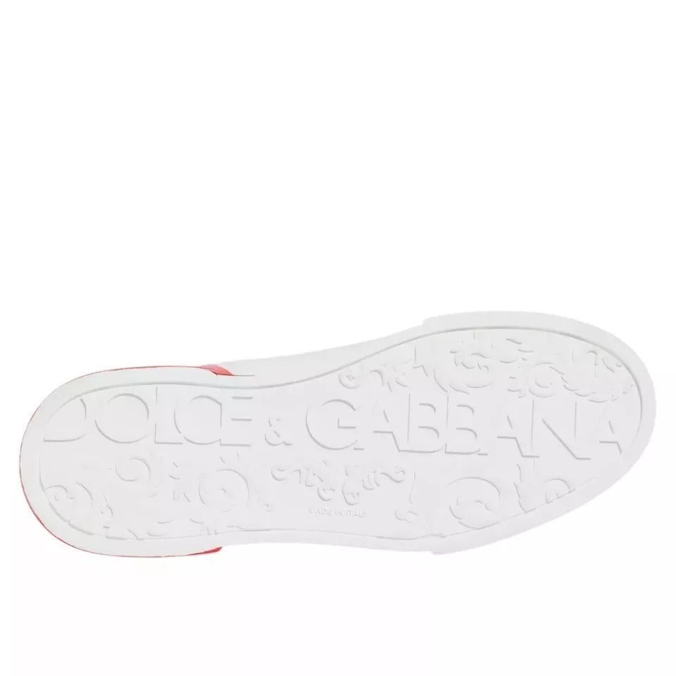 Dolce & Gabbana Weiß Rot Portofino Low Top Turnschuhe Schuhe