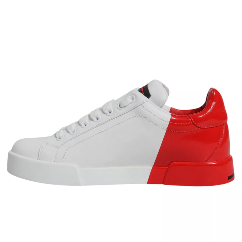 Dolce & Gabbana Weiß Rot Portofino Low Top Turnschuhe Schuhe