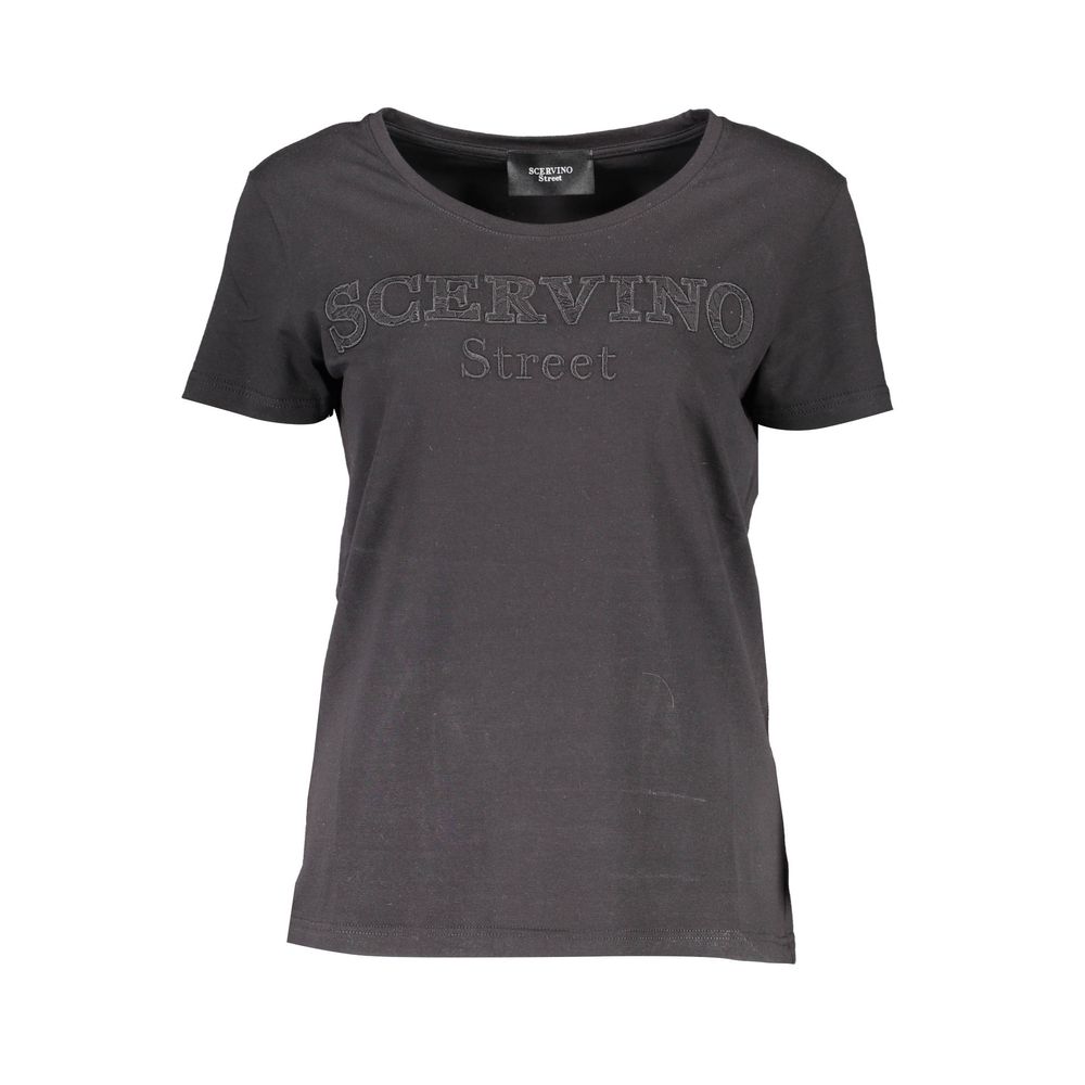 Scervino Street Schwarzes Baumwoll-T-Shirt für Frauen