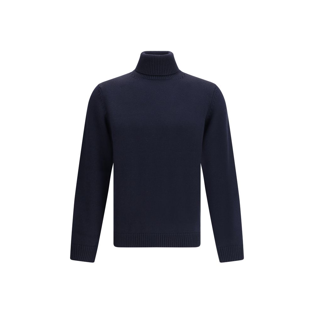 Roberto Collina Blauer Rollkragenpullover aus Merinowolle