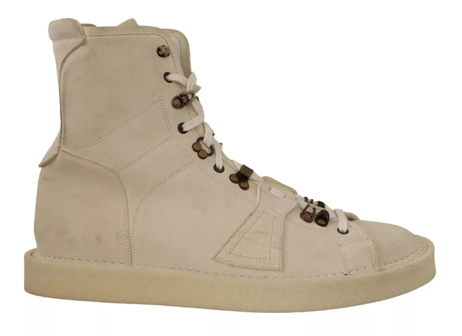 Dolce & Gabbana Weiße Leder Schnürstiefel für Herren