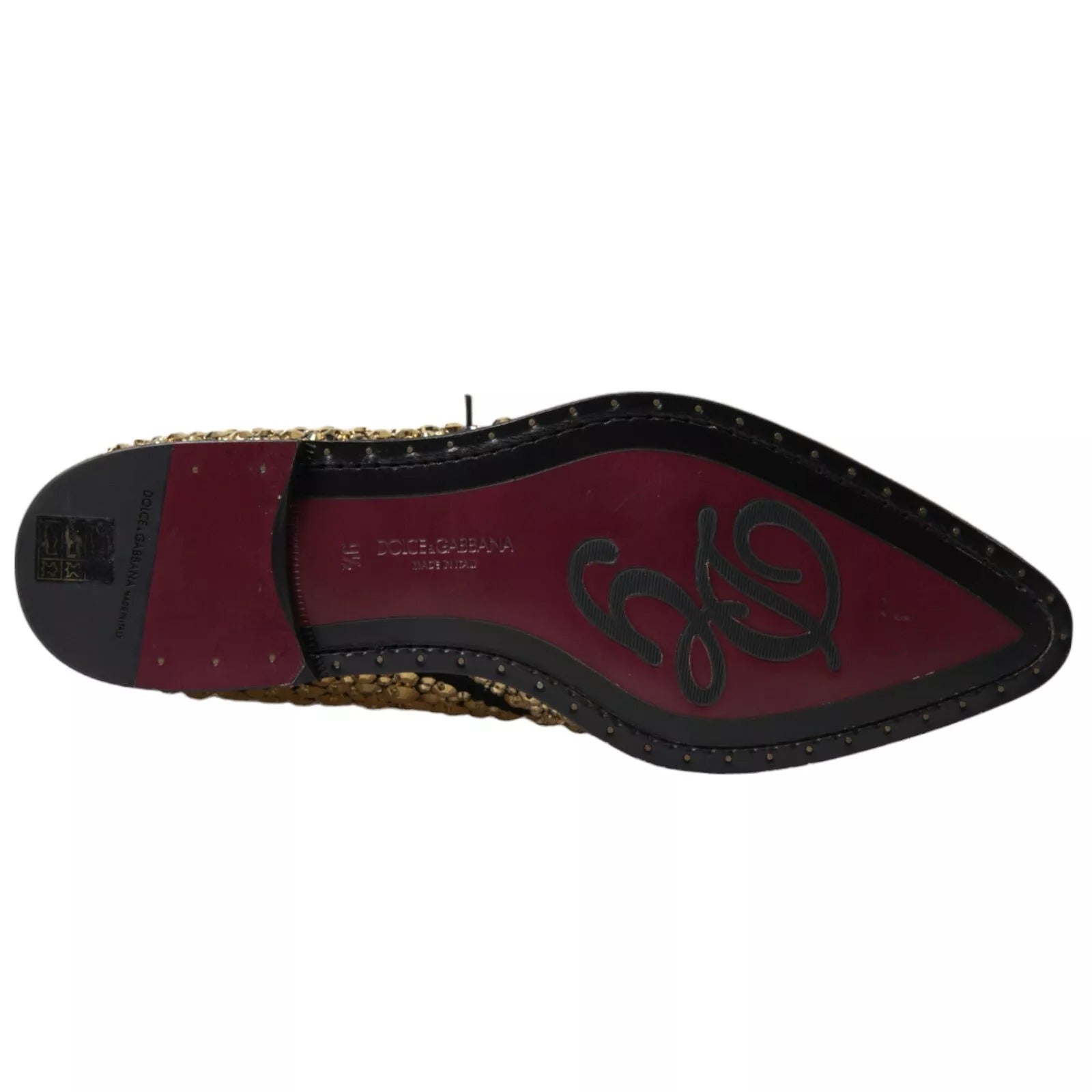 Dolce & Gabbana Schwarz Gold verschönerte Derby Schuhe