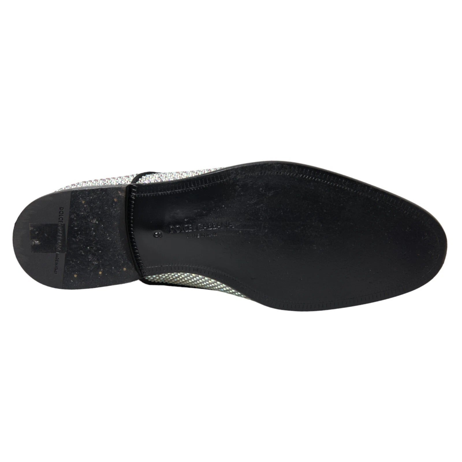 Dolce & Gabbana Silberne Leder Strass Derby Schuhe