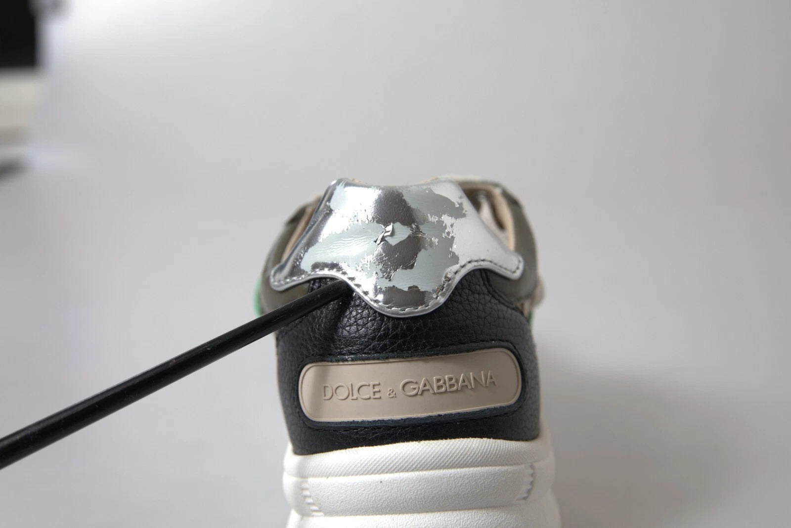 Dolce & Gabbana Weiß Silber Leder Sport DAYMASTER Turnschuhe