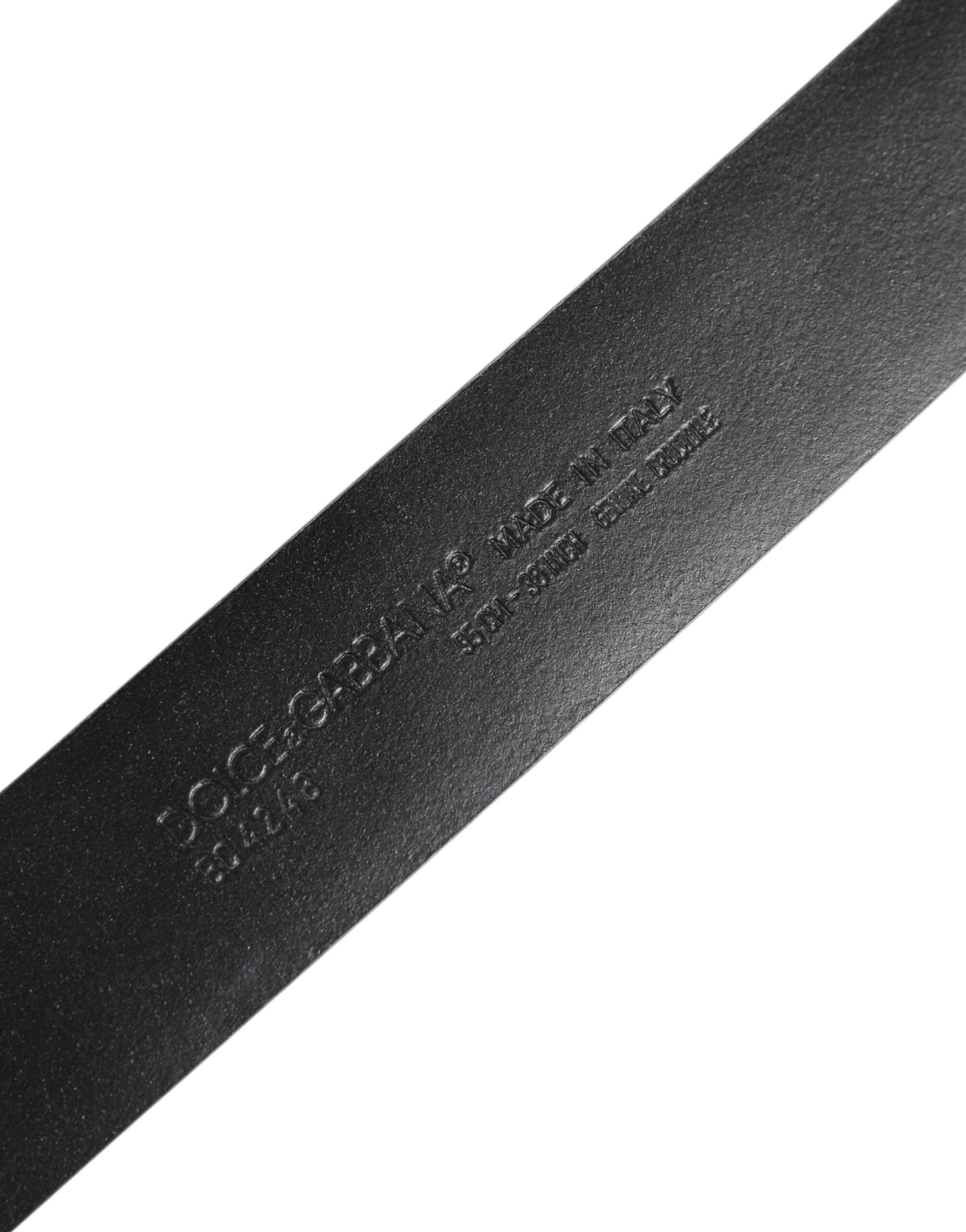 Dolce & Gabbana Schwarzes Exotenleder DG Logo Schnalle Gürtel