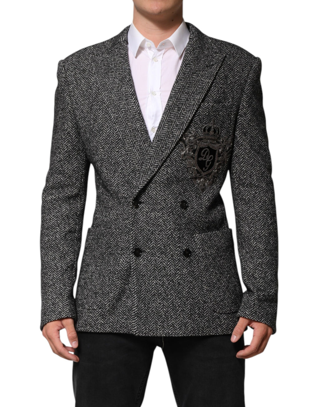 Dolce & Gabbana Zwart-Wit Dubbel Knoops Heren Pak Blazer