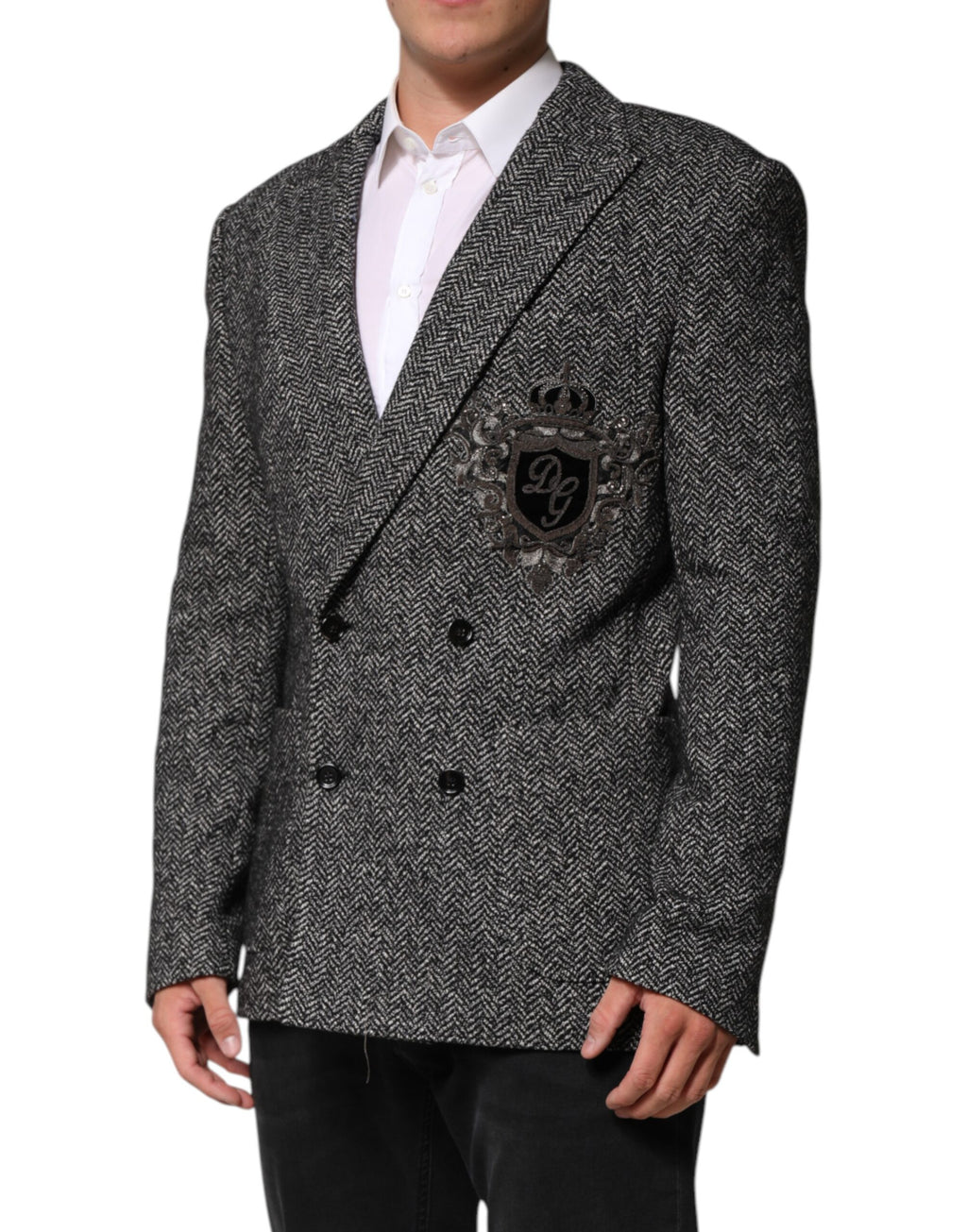 Dolce & Gabbana Zwart-Wit Dubbel Knoops Heren Pak Blazer
