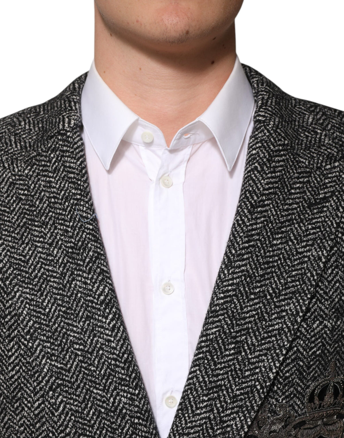 Dolce & Gabbana Zwart-Wit Dubbel Knoops Heren Pak Blazer