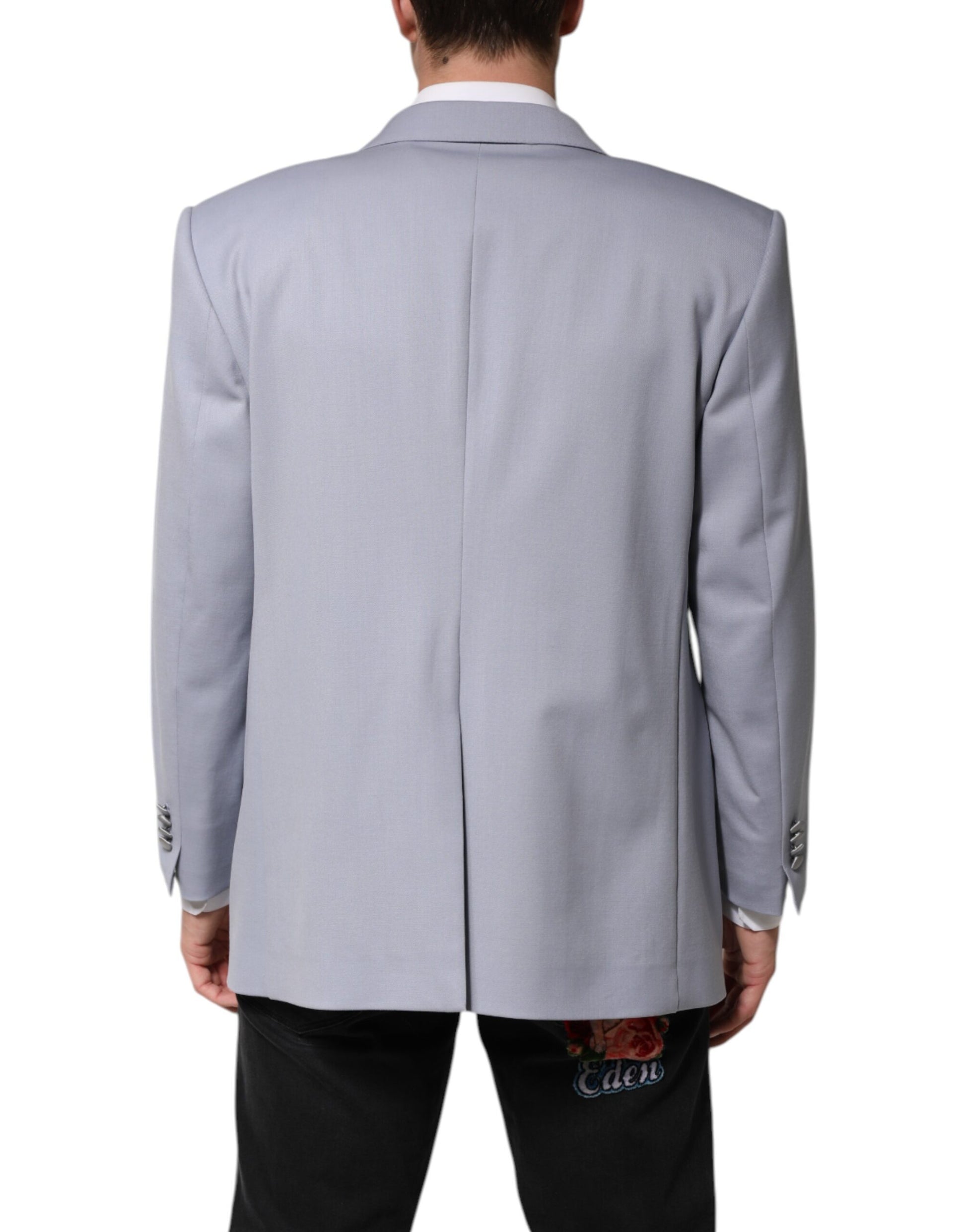 Dolce & Gabbana Grauer einreihiger Herren Anzug Blazer aus Wolle