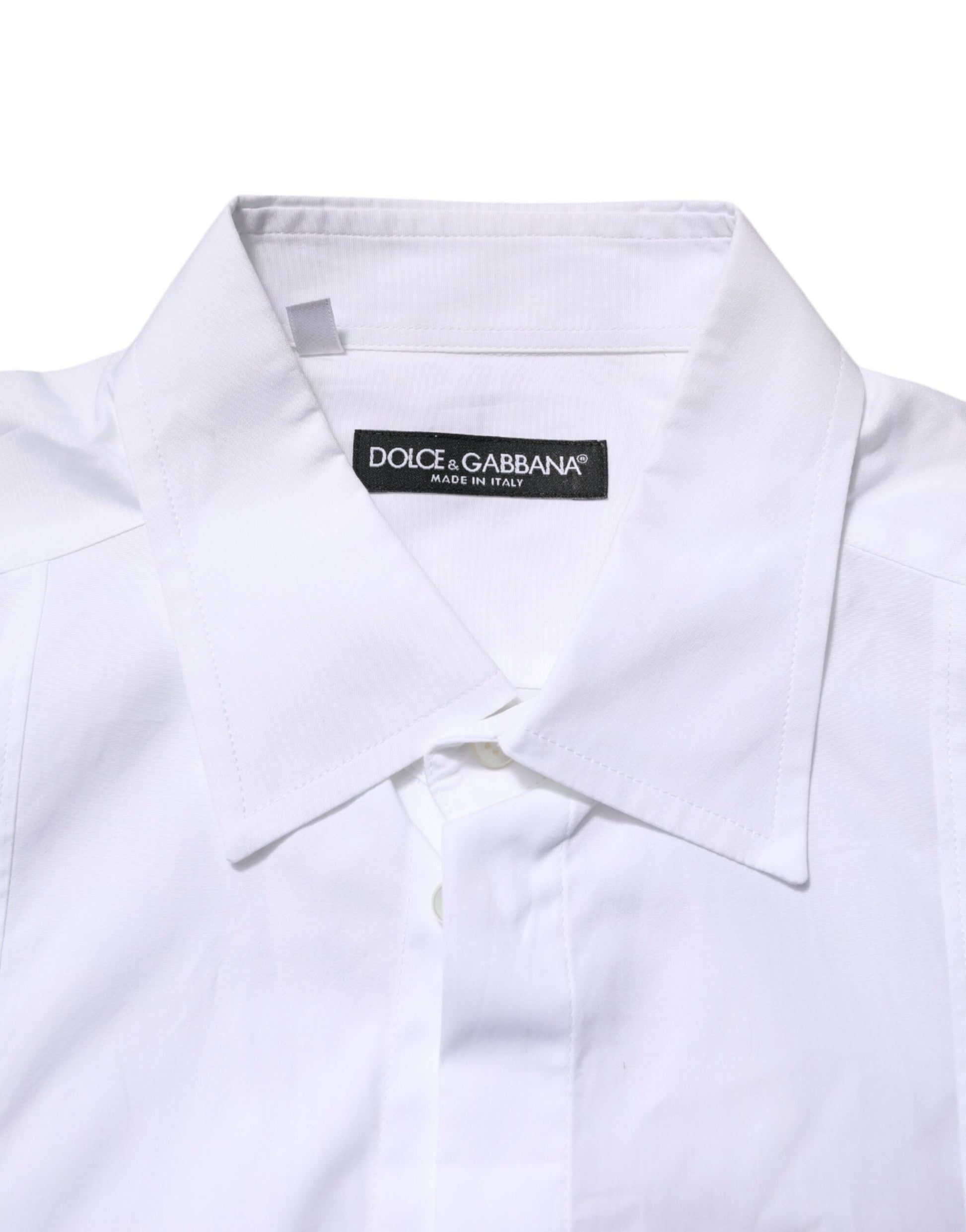 Dolce & Gabbana Weißes Popeline-Baumwollhemd für formelle Herren