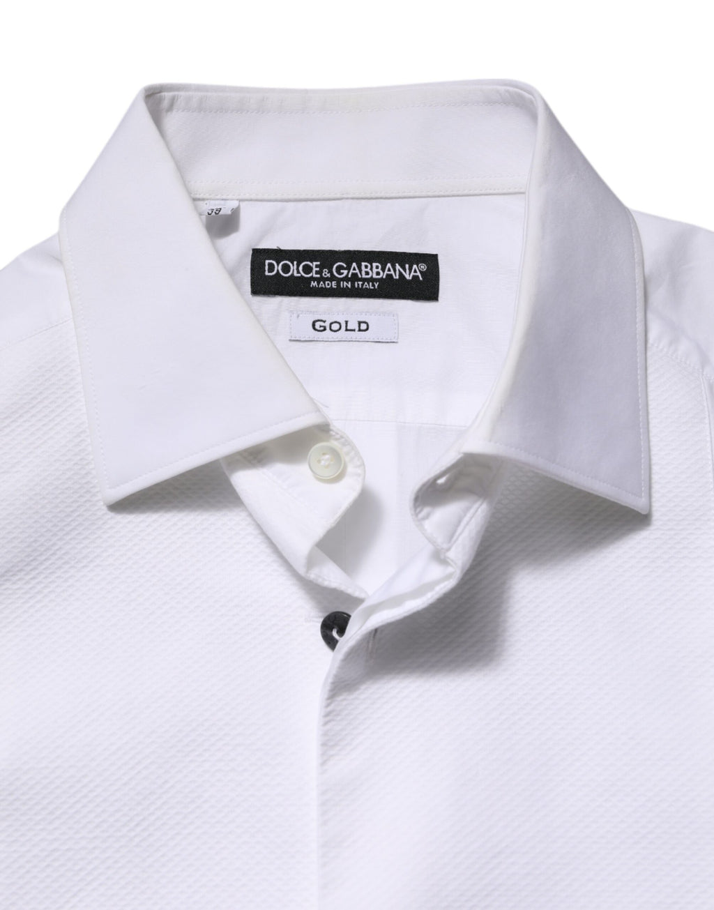 Dolce & Gabbana Weißes Lätzchen Baumwolle Popeline GOLD Herren Hemd