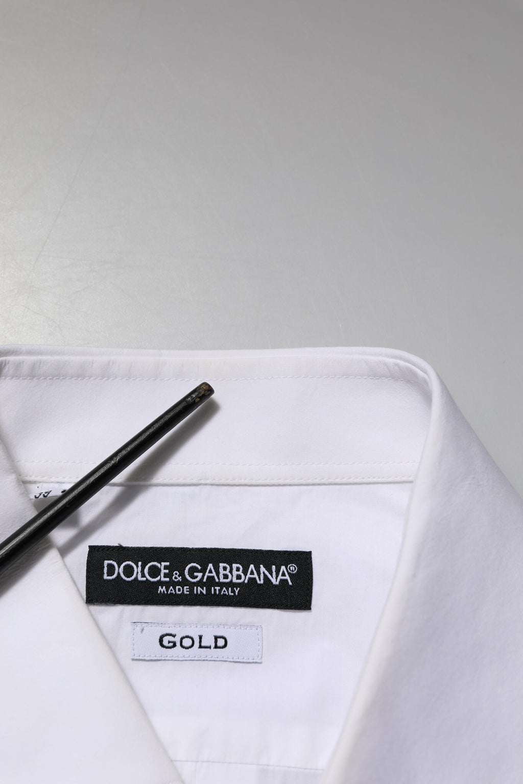 Dolce & Gabbana Weißes Lätzchen Baumwolle Popeline GOLD Herren Hemd