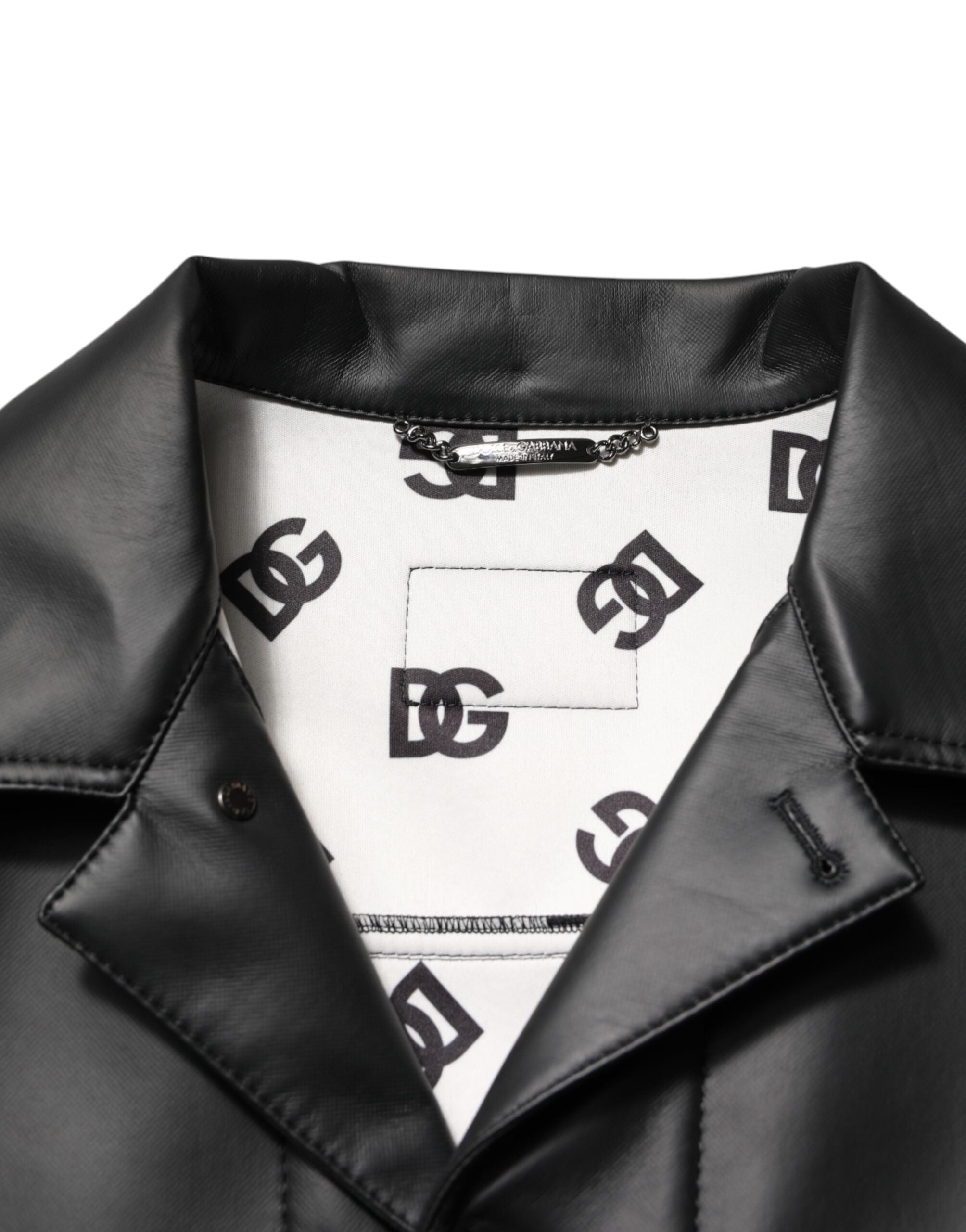 Dolce & Gabbana Schwarze Bikerjacke aus Polyester mit Knopfverschluss