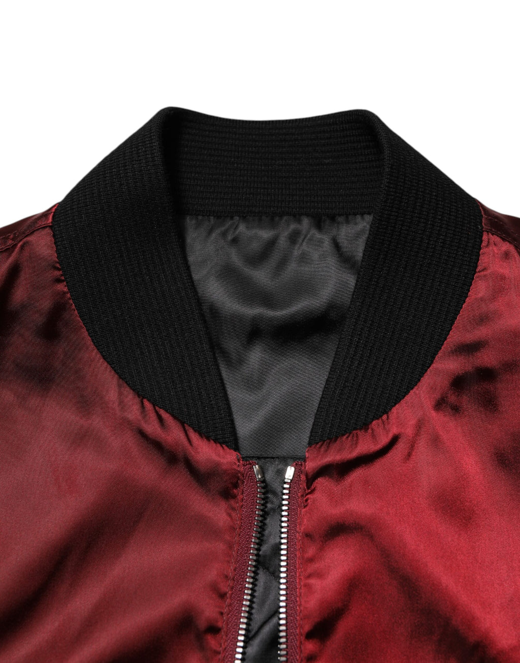 Dolce & Gabbana Maroon Nylon DG Crown Stickerei Jacke