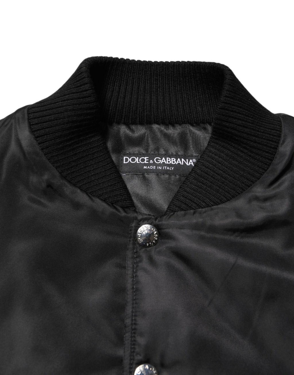Dolce & Gabbana Schwarze Polyester-Logo-Plakette Bomberjacke