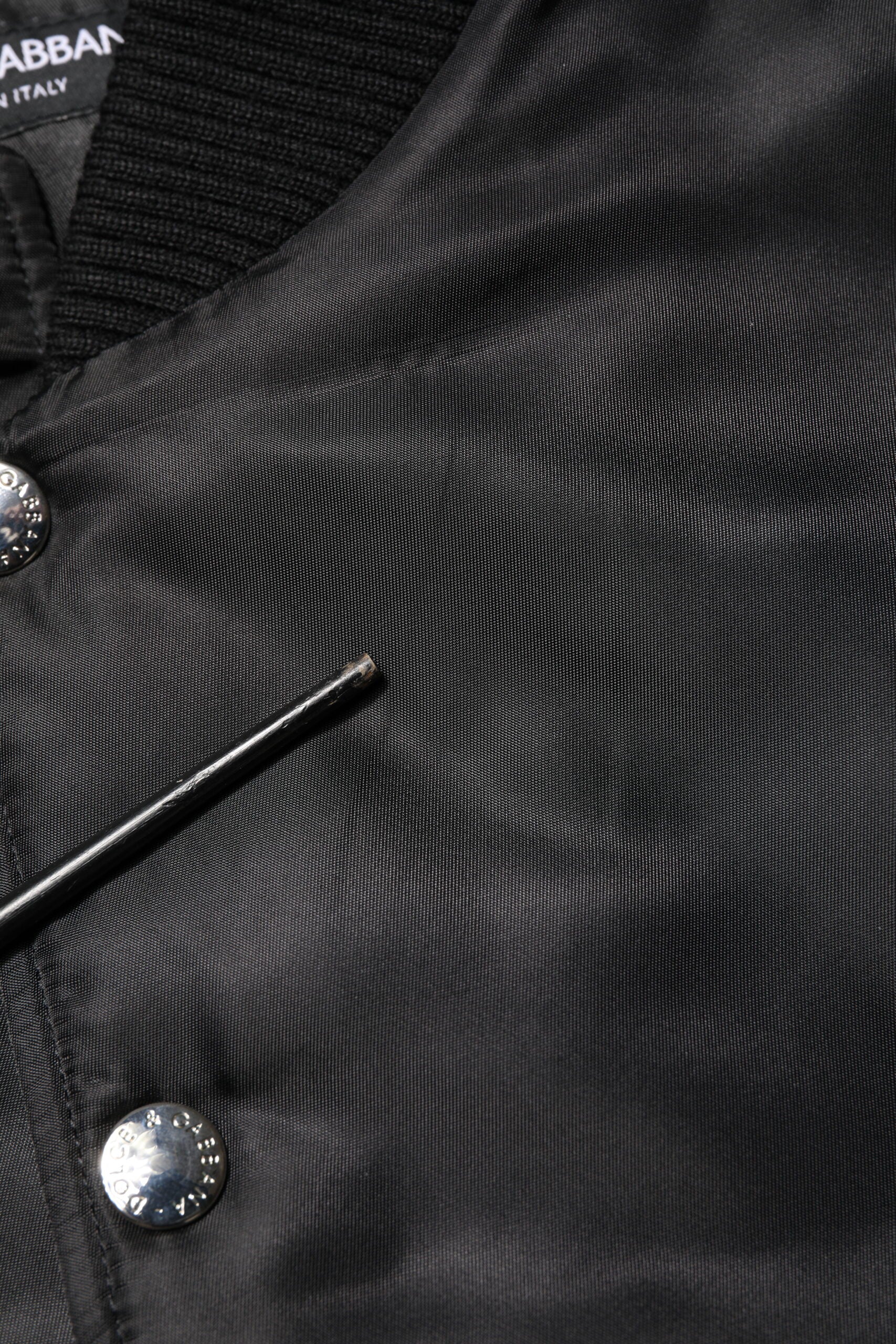 Dolce & Gabbana Schwarze Polyester-Logo-Plakette Bomberjacke