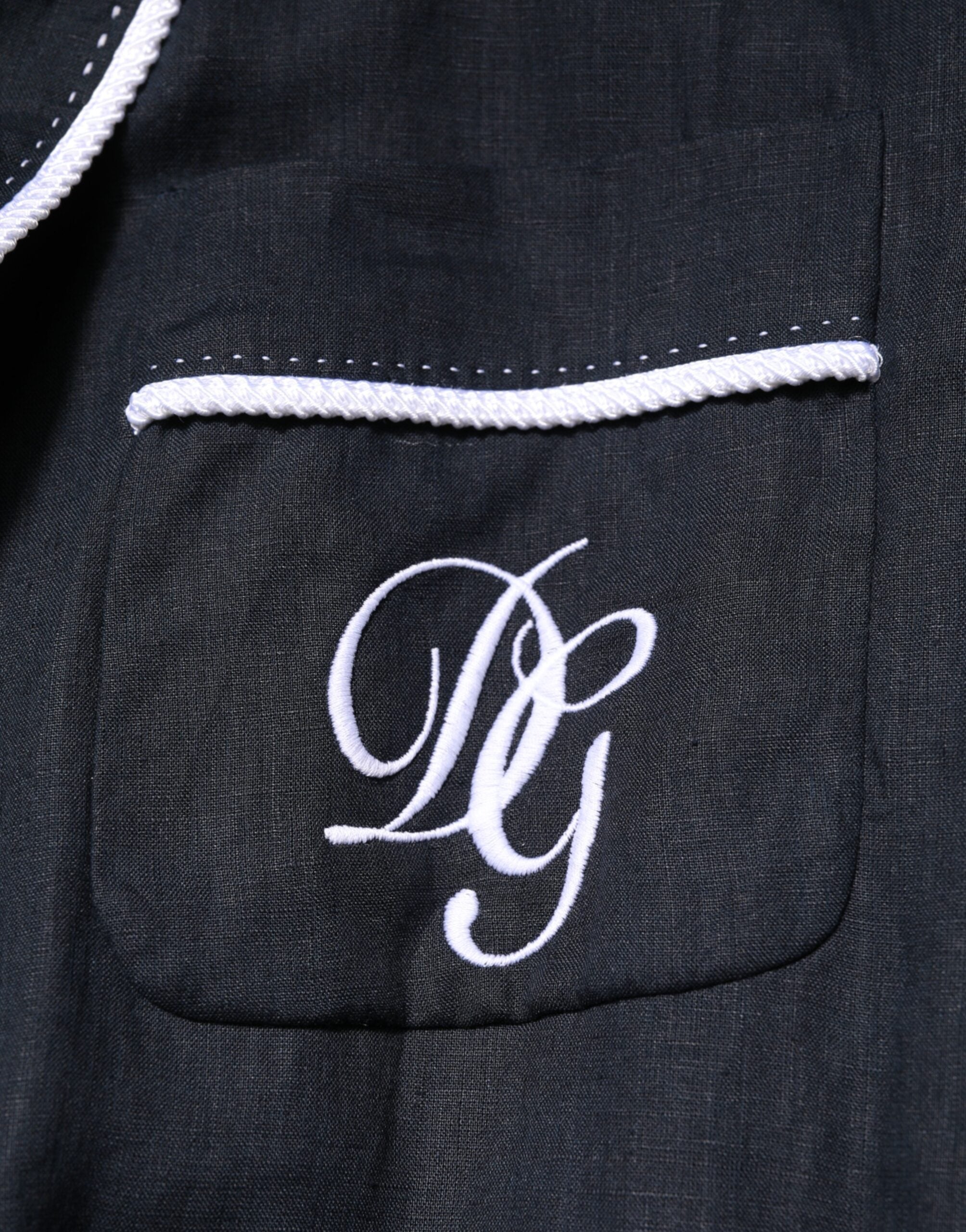 Dolce & Gabbana Dunkelblaue DG-Stickereijacke Robe Blazer