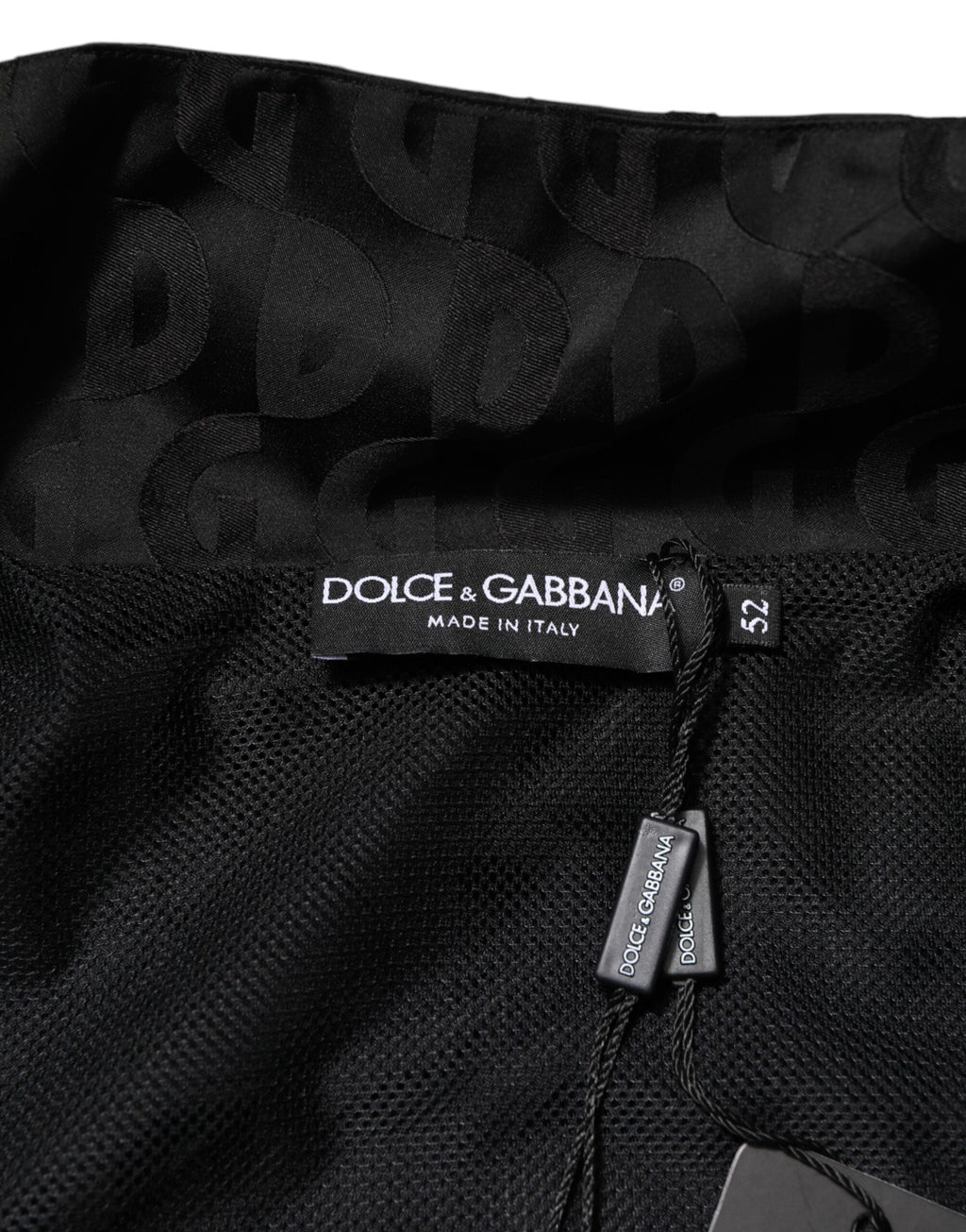 Dolce & Gabbana Schwarzer Jacquard-Männer-Bomberpullover mit Reißverschluss
