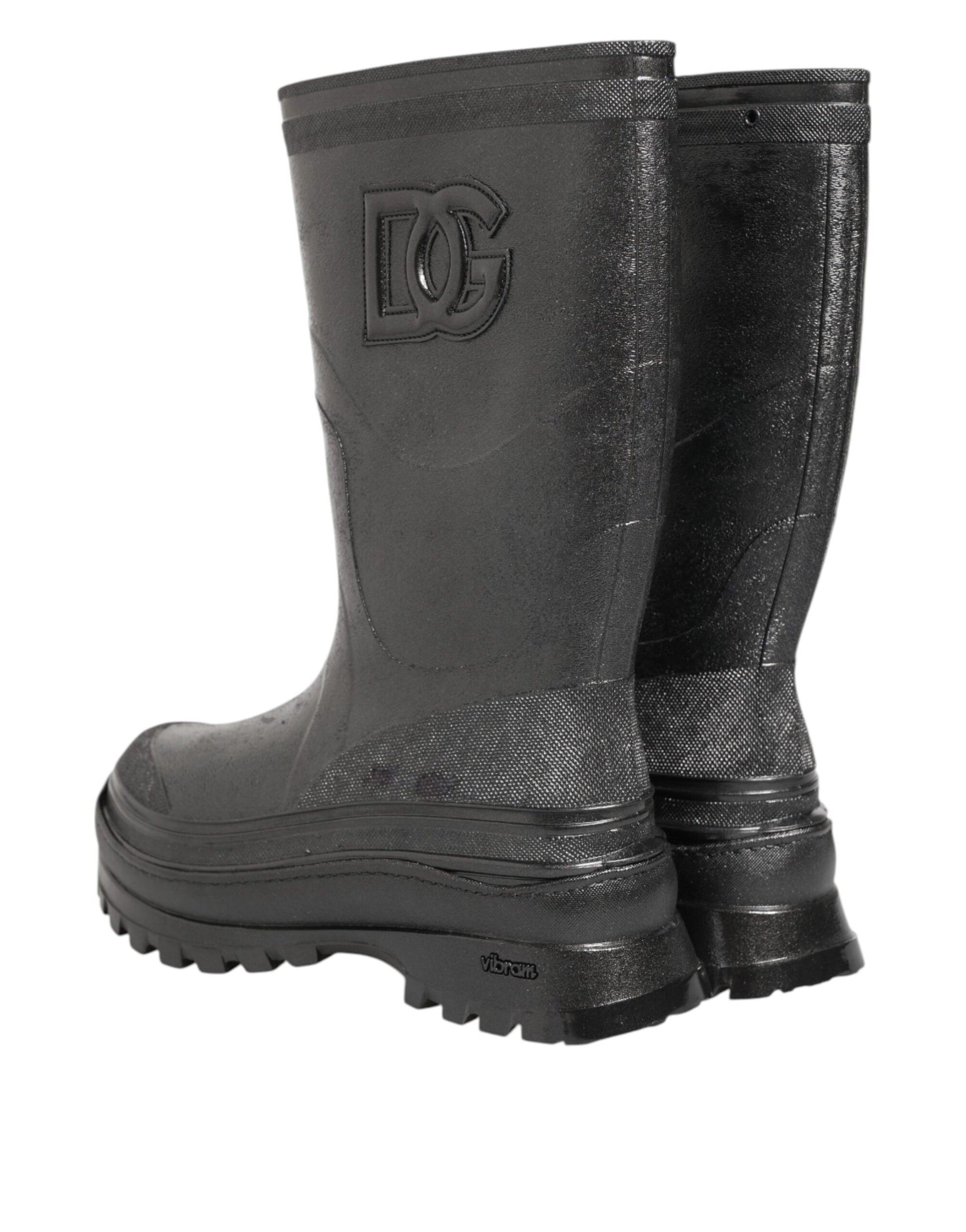 Dolce & Gabbana Metallisch Graue Pull On Regenstiefel Schuhe