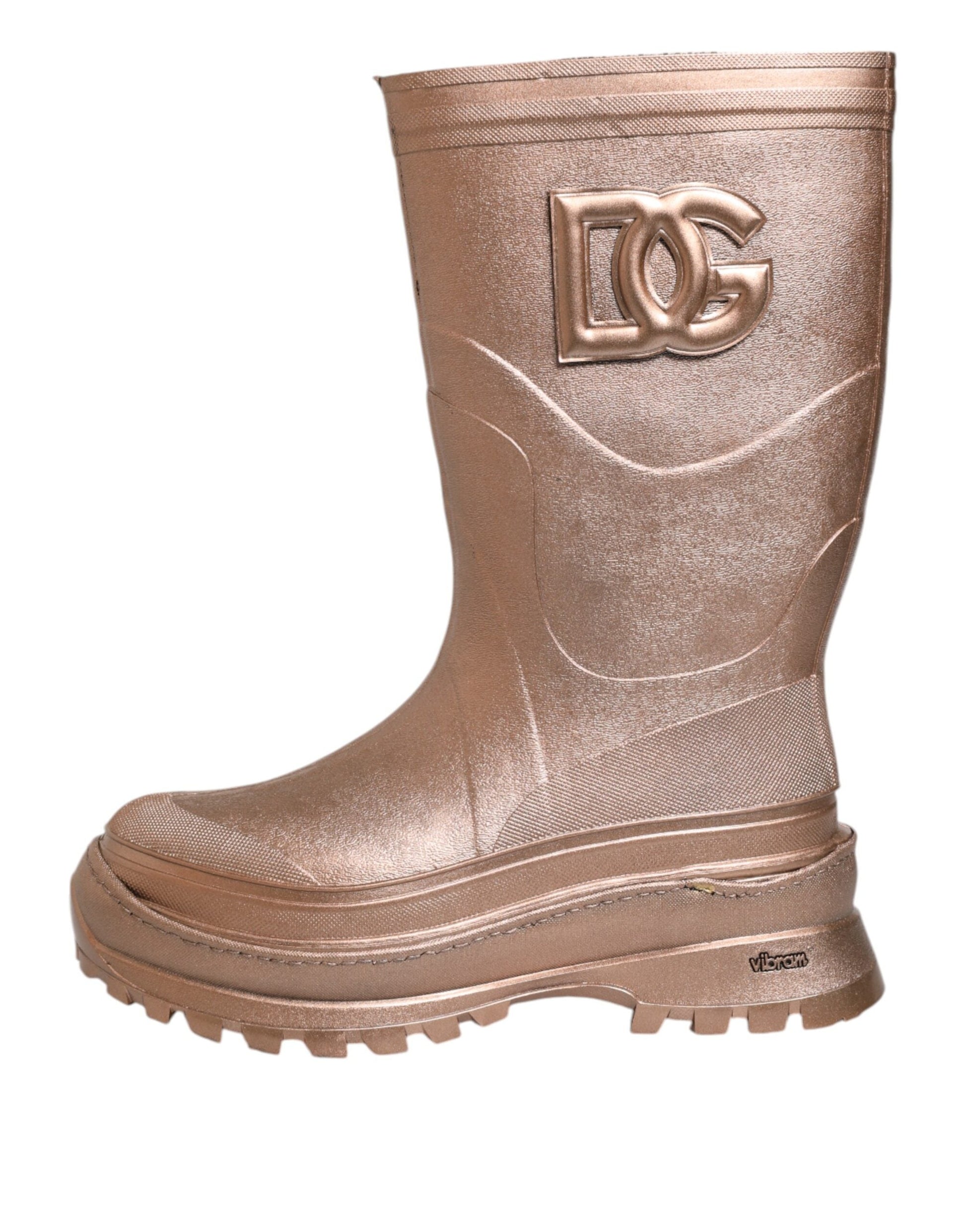 Dolce & Gabbana Metallic Gold Pull On Regen Stiefel Schuhe