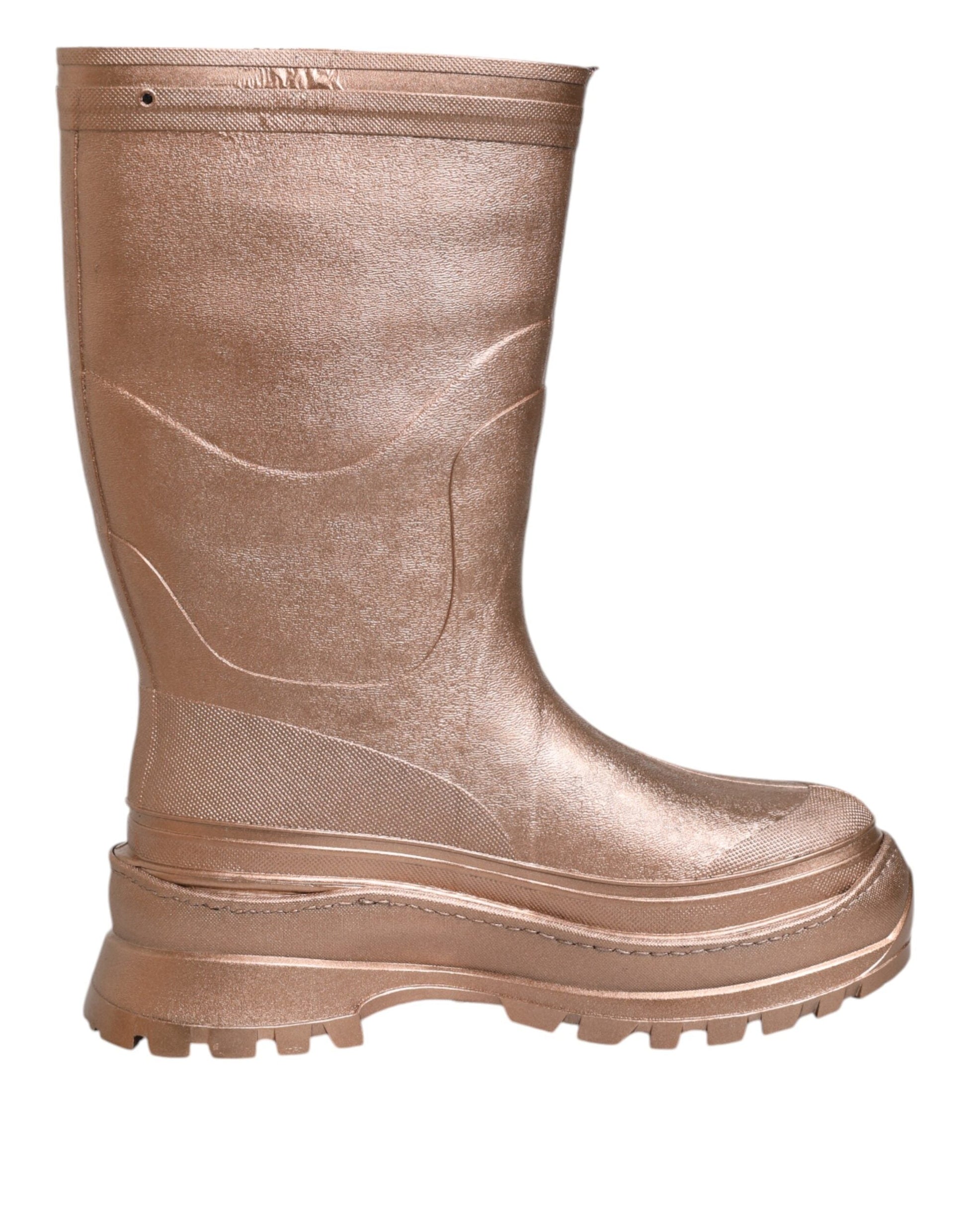 Dolce & Gabbana Metallic Gold Pull On Regen Stiefel Schuhe