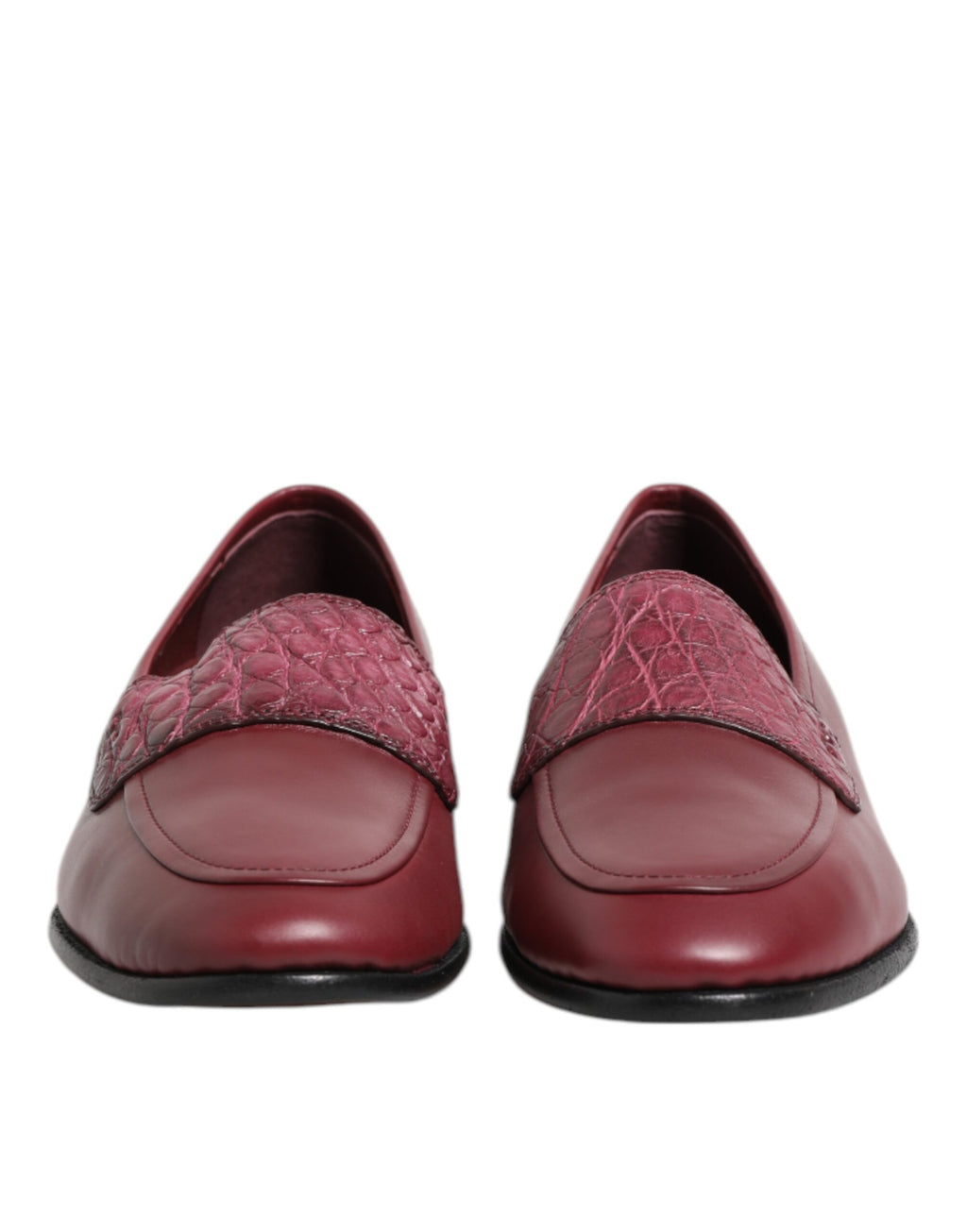 Dolce & Gabbana Burgunderrote Leder-Slipper