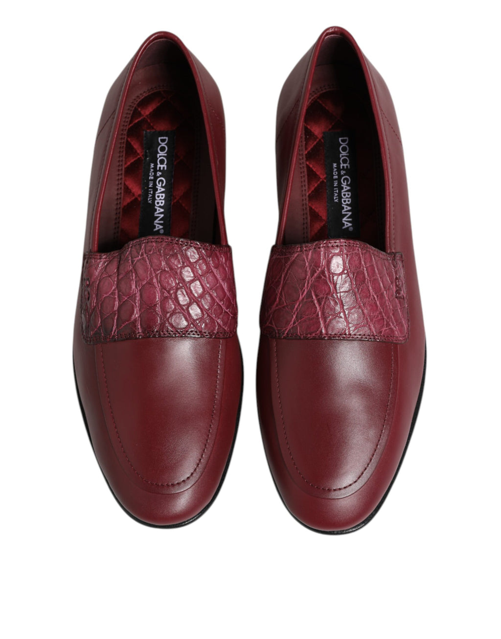 Dolce & Gabbana Burgunderrote Leder-Slipper
