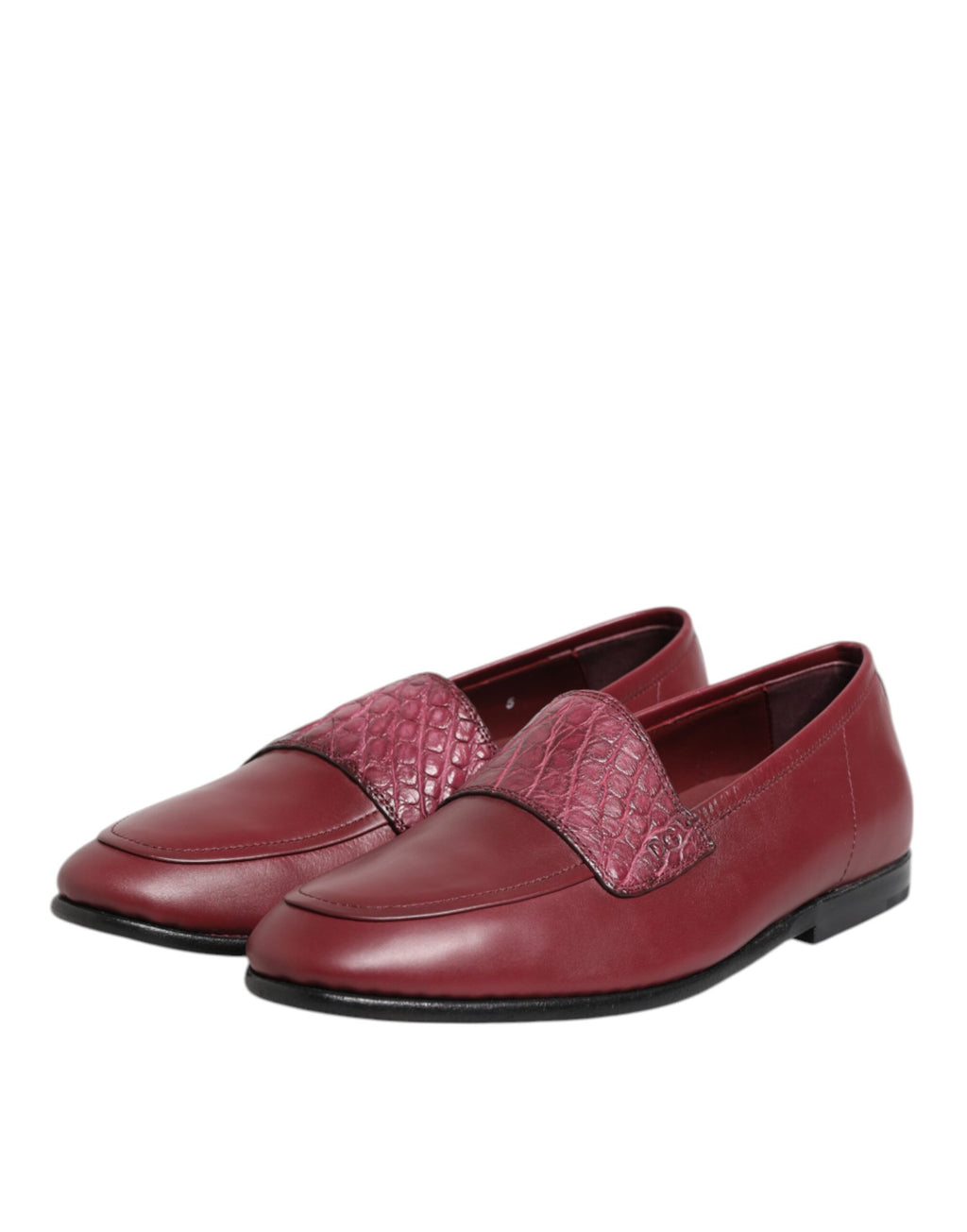 Dolce & Gabbana Burgunderrote Leder-Slipper