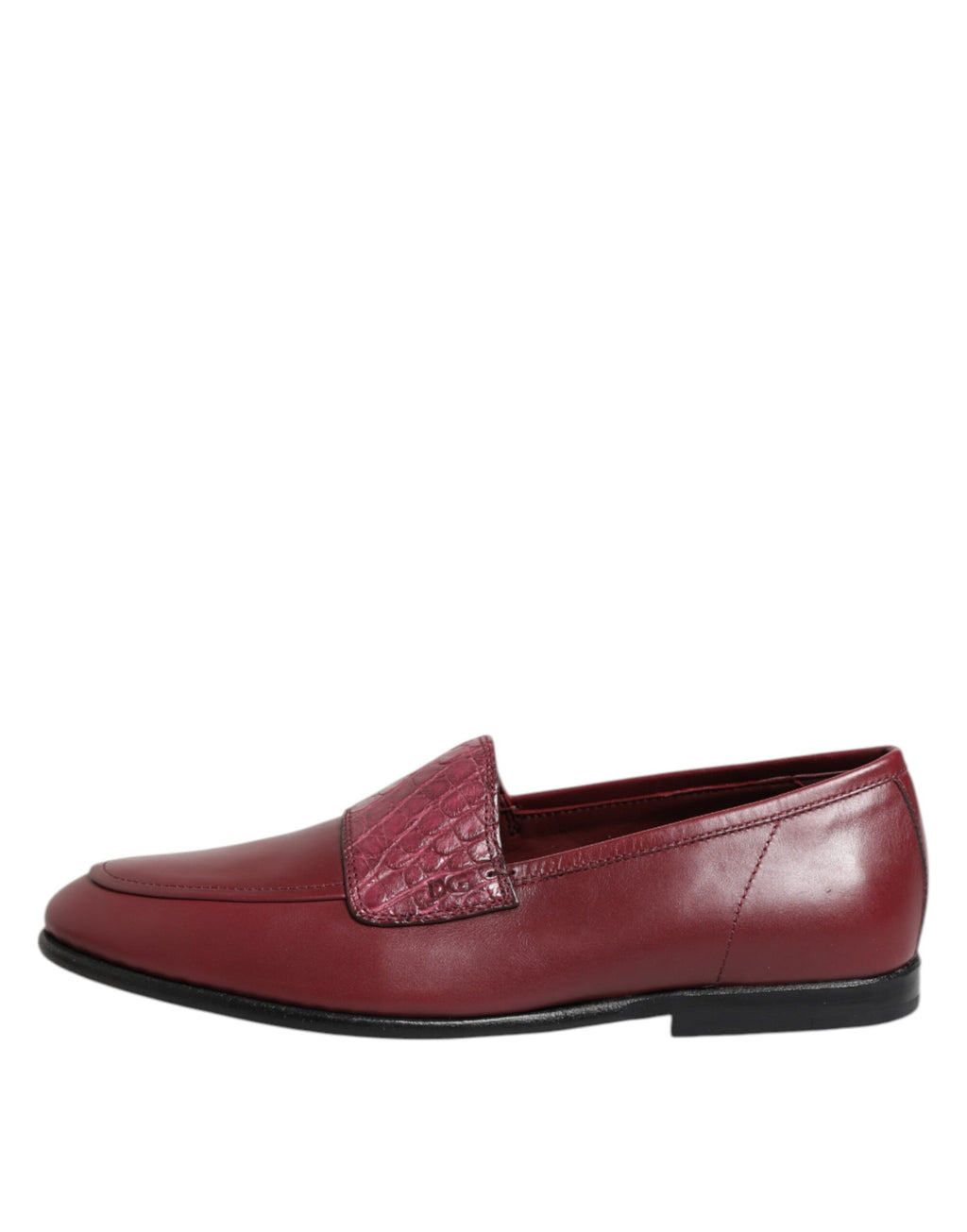 Dolce & Gabbana Burgunderrote Leder-Slipper