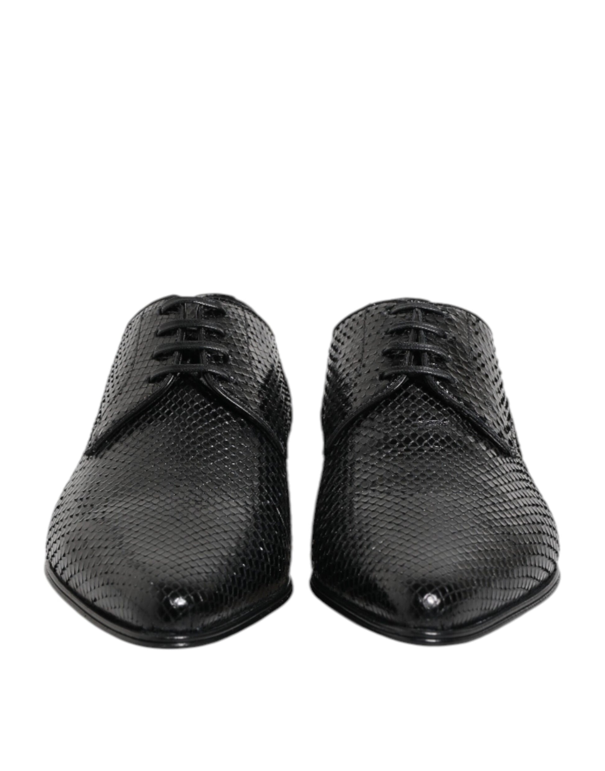 Dolce & Gabbana Schwarze Exotische Leder Schnürschuhe Derby