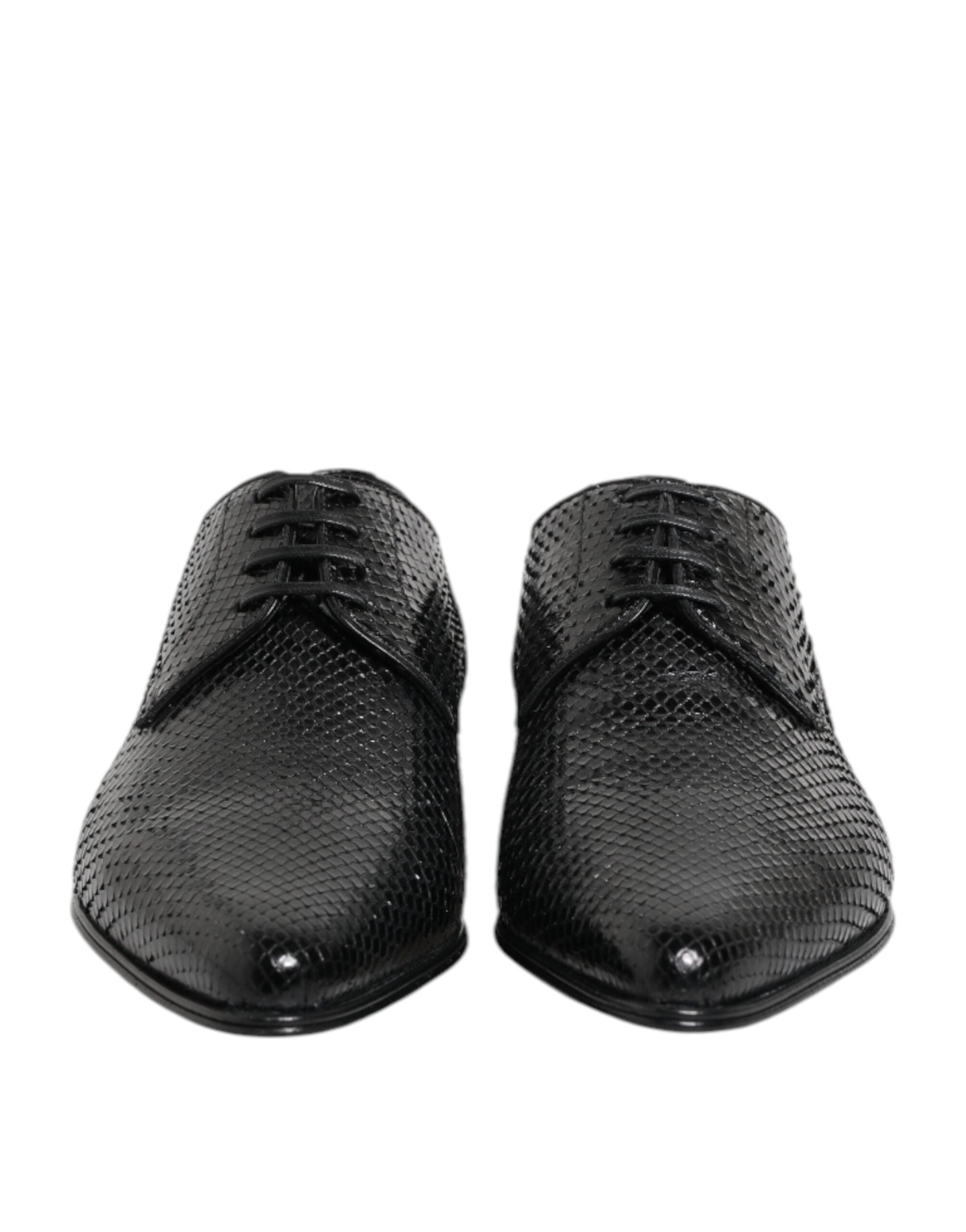 Dolce & Gabbana Schwarze Exotische Leder Schnürschuhe Derby
