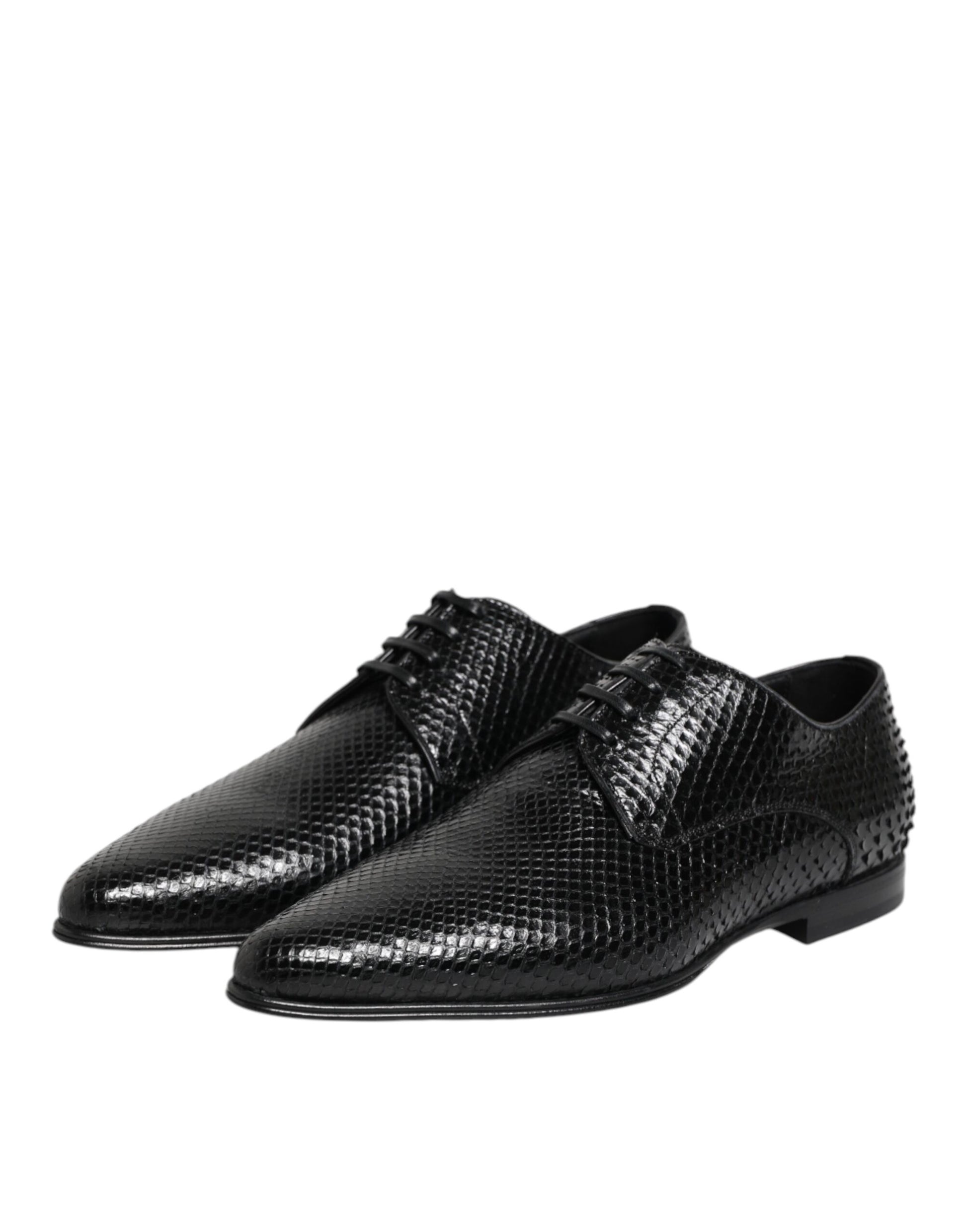 Dolce & Gabbana Schwarze Exotische Leder Schnürschuhe Derby