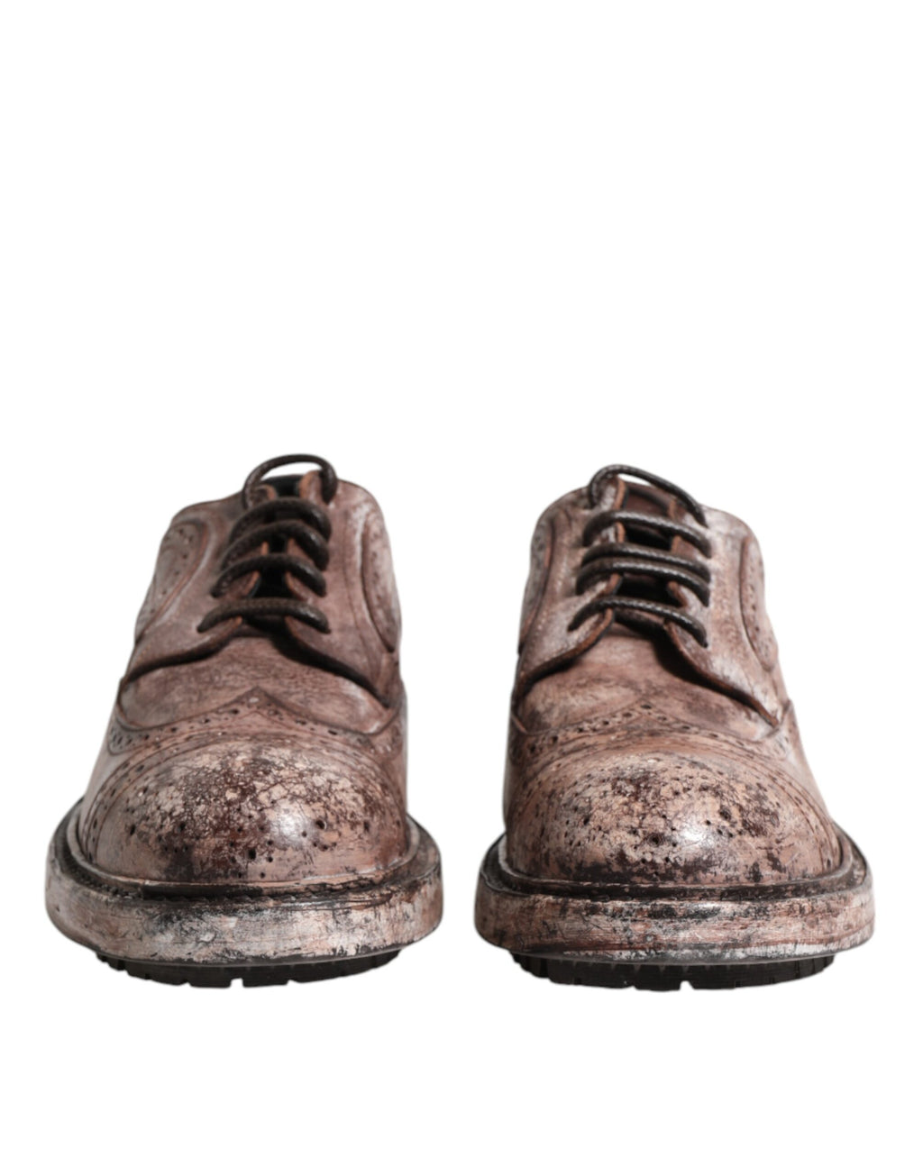 Dolce & Gabbana Braune Leder Distressed Brogue Schnürschuhe