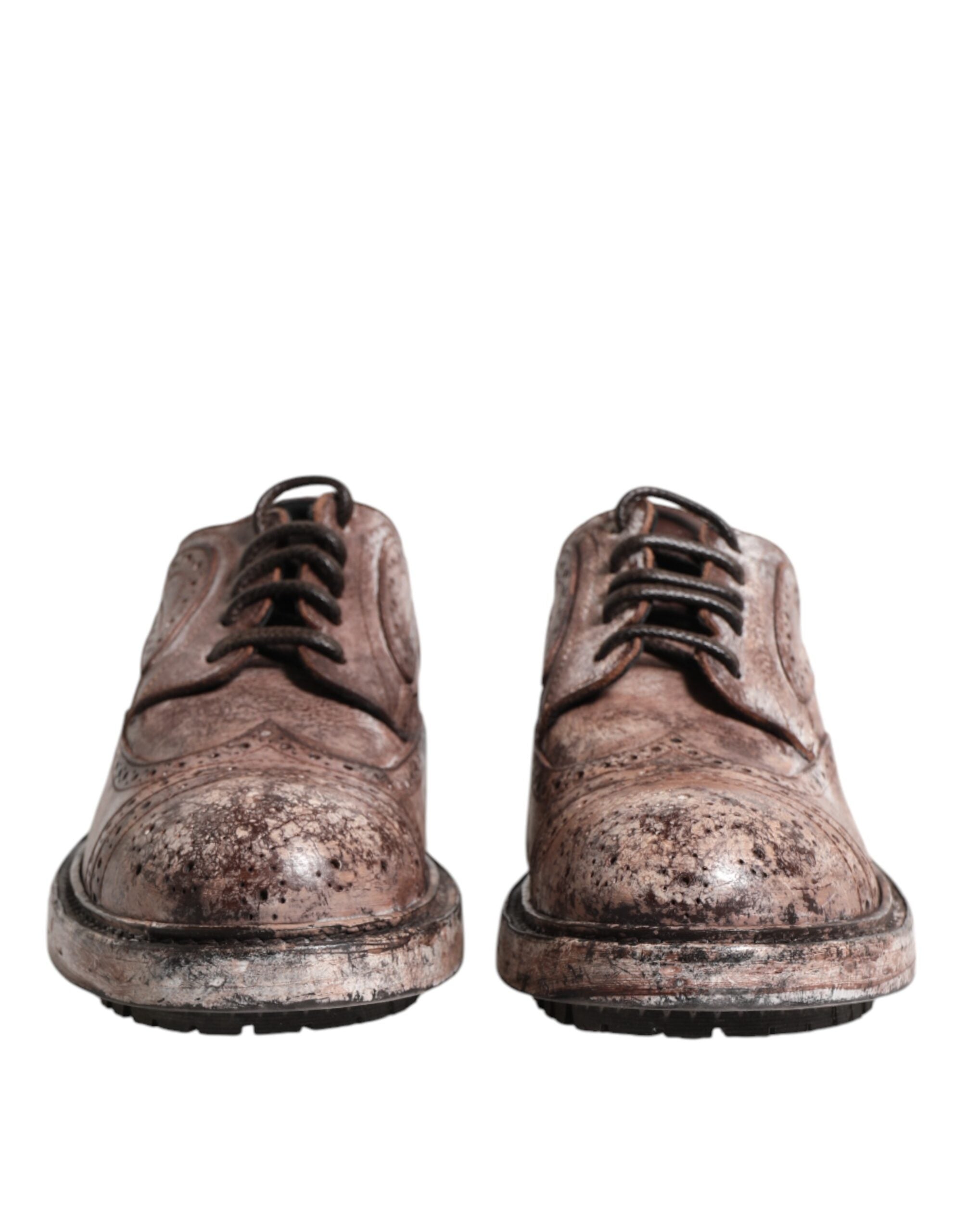 Dolce & Gabbana Braune Leder Distressed Brogue Schnürschuhe