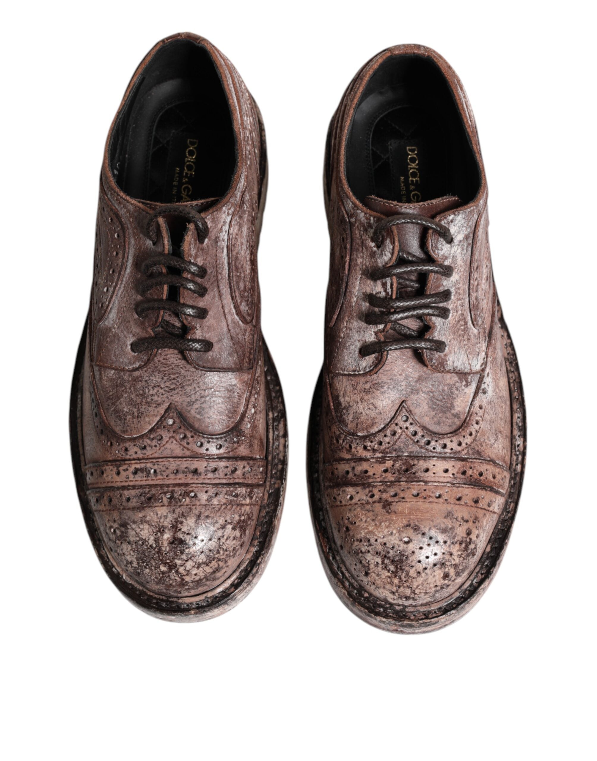 Dolce & Gabbana Braune Leder Distressed Brogue Schnürschuhe