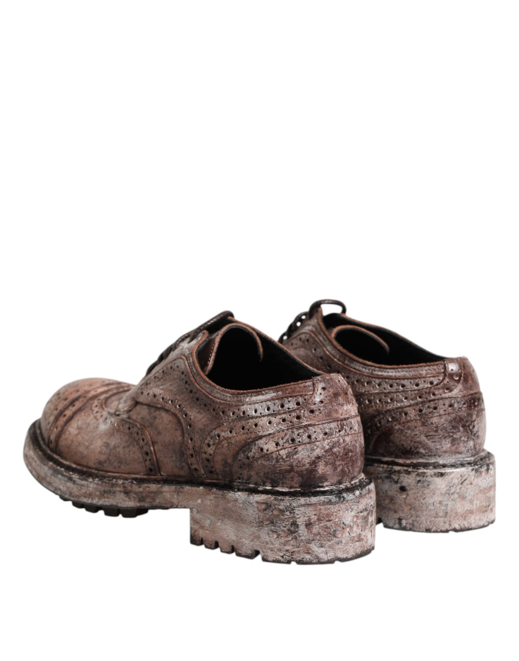 Dolce & Gabbana Braune Leder Distressed Brogue Schnürschuhe