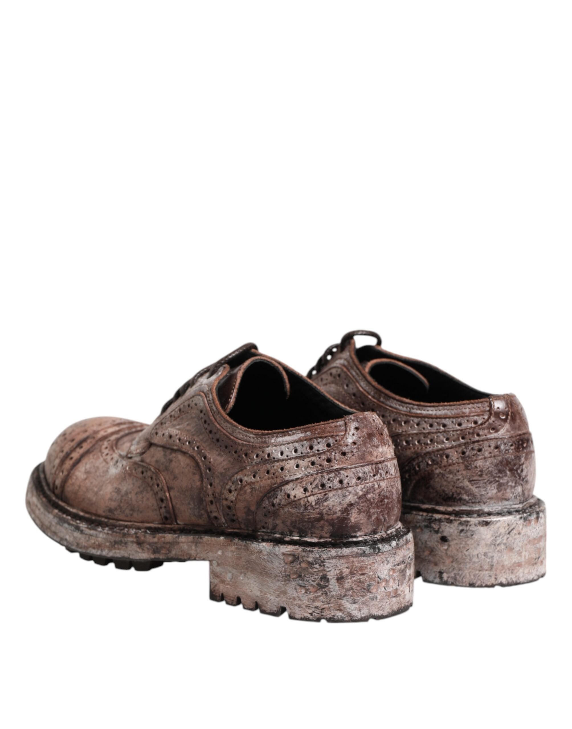 Dolce & Gabbana Braune Leder Distressed Brogue Schnürschuhe