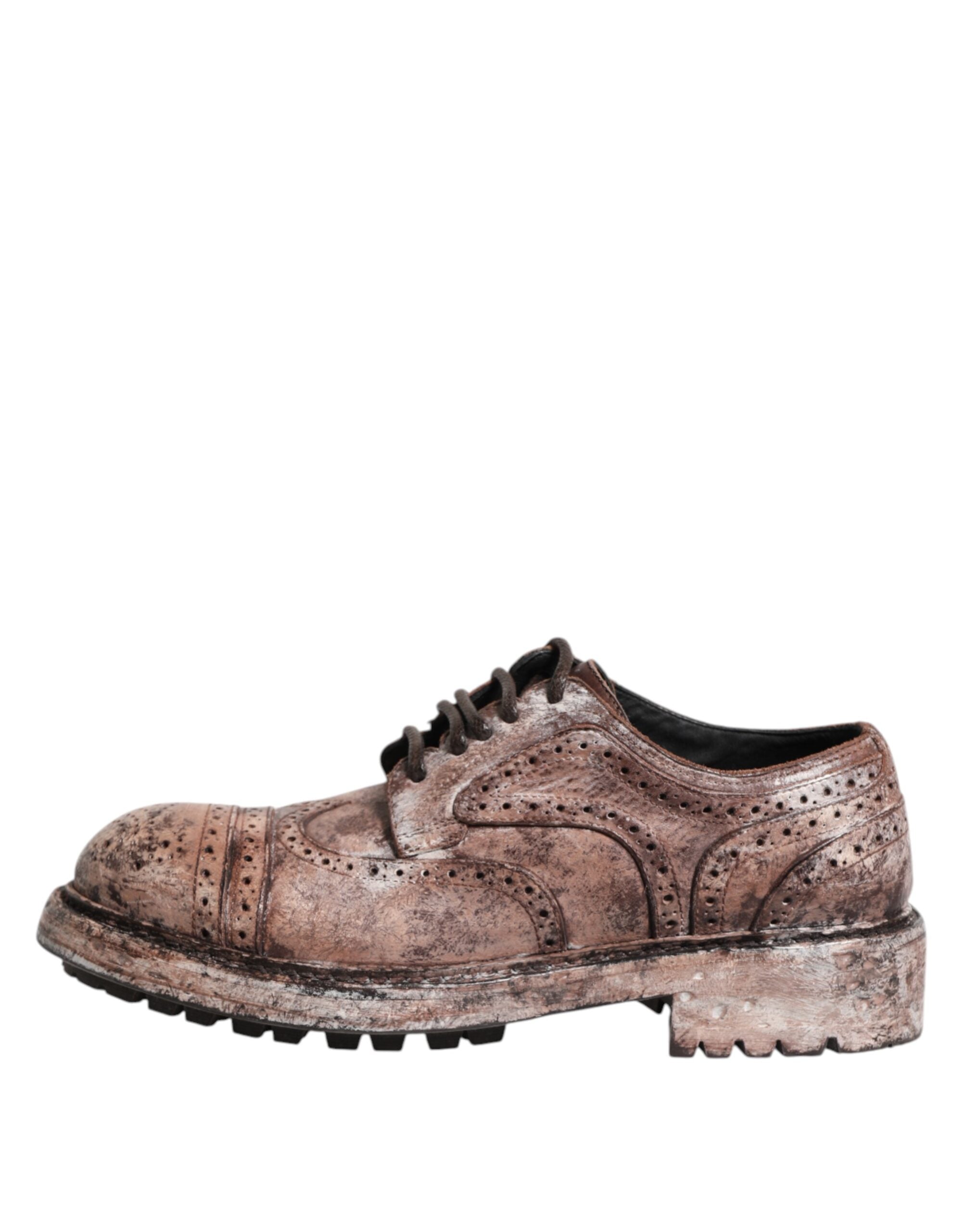 Dolce & Gabbana Braune Leder Distressed Brogue Schnürschuhe