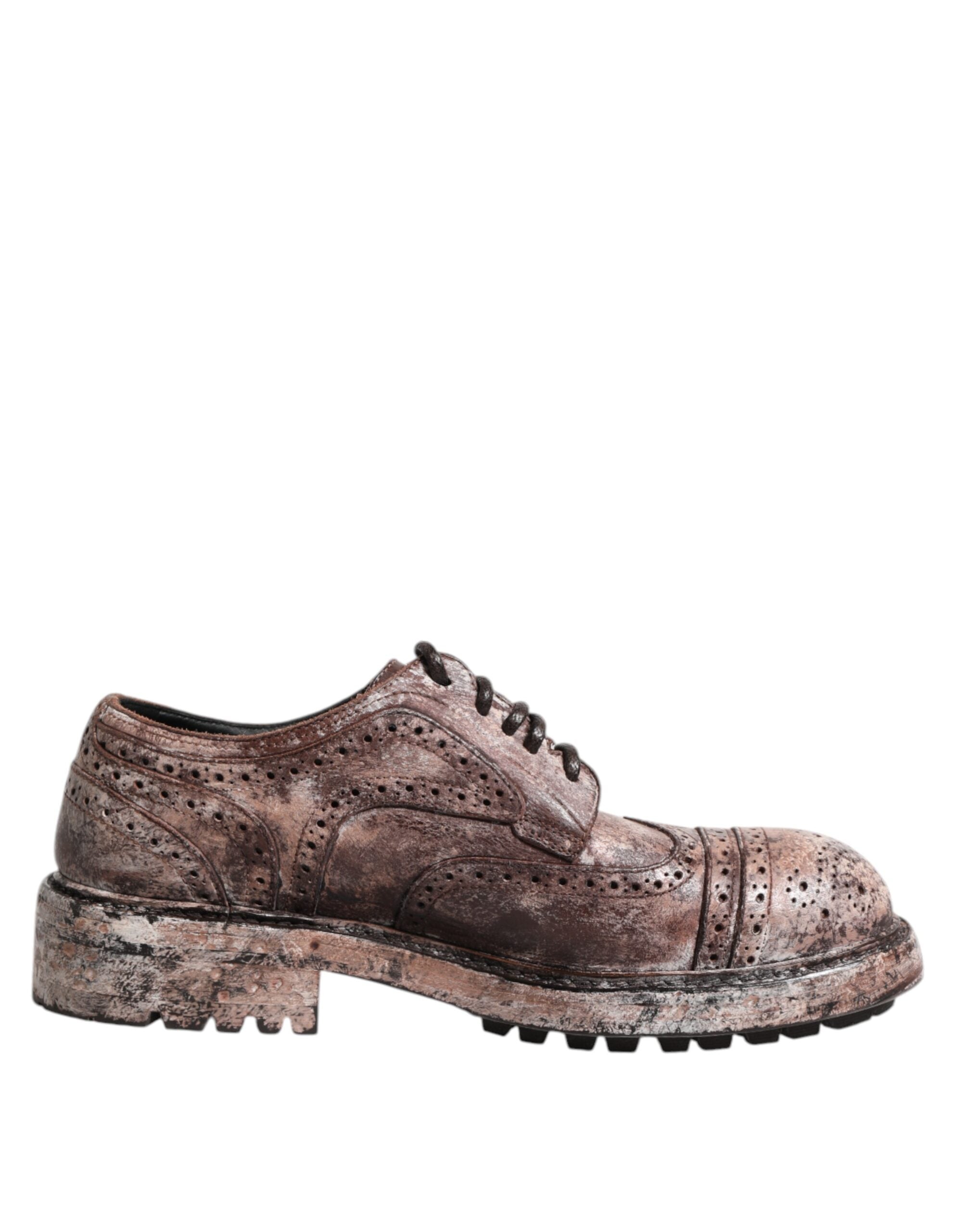 Dolce & Gabbana Braune Leder Distressed Brogue Schnürschuhe