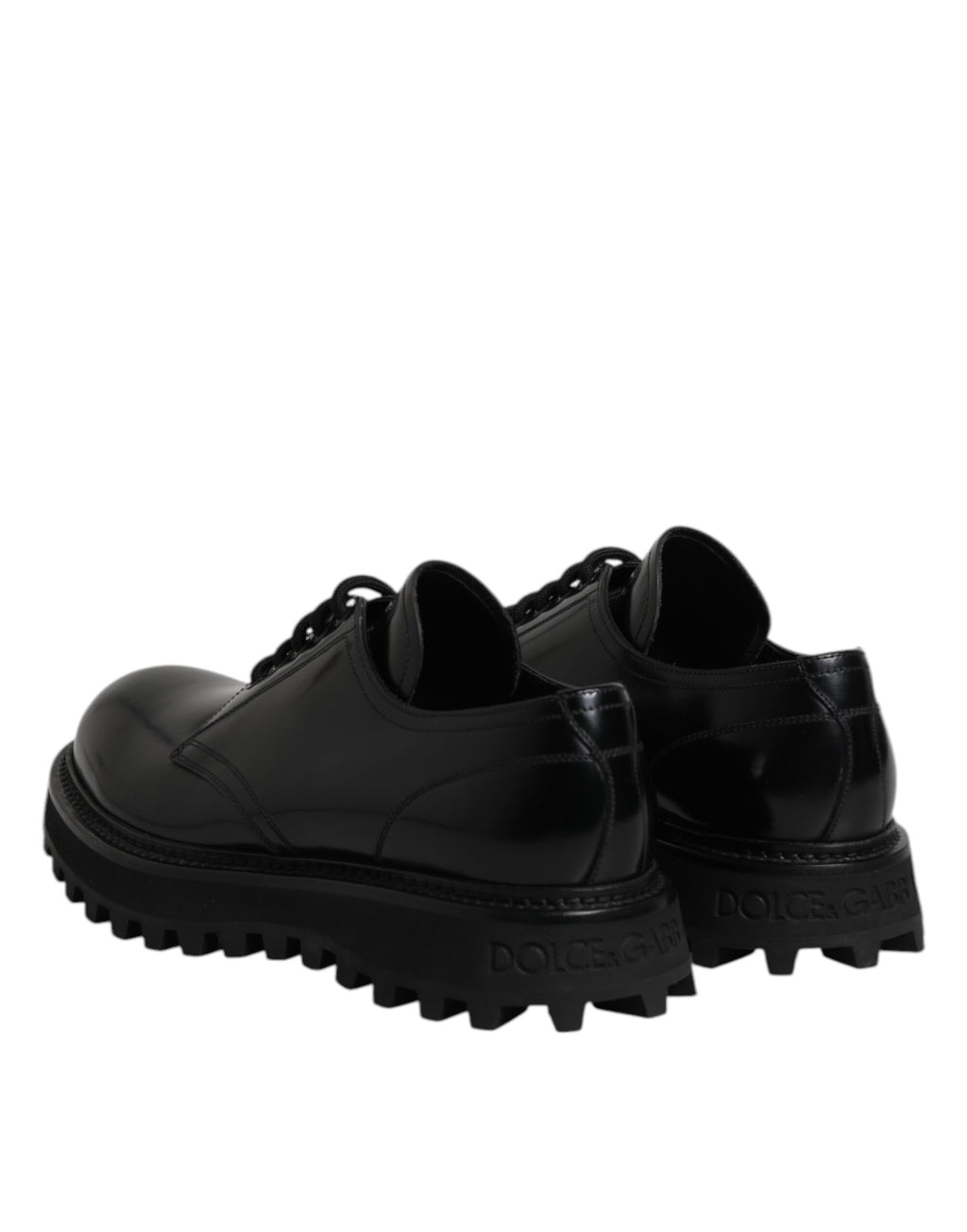 Dolce & Gabbana Schwarze Leder-Schnürschuhe für Trekking-Anzüge