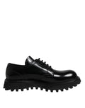 Dolce & Gabbana Black Leather Lace Up Trekking Dress Shoes