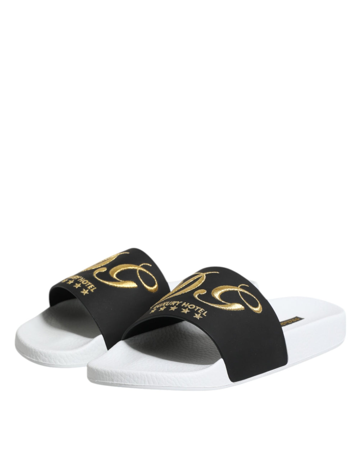 Dolce & Gabbana Wit Zwart Leren Sandalen Strandkleding Schoenen