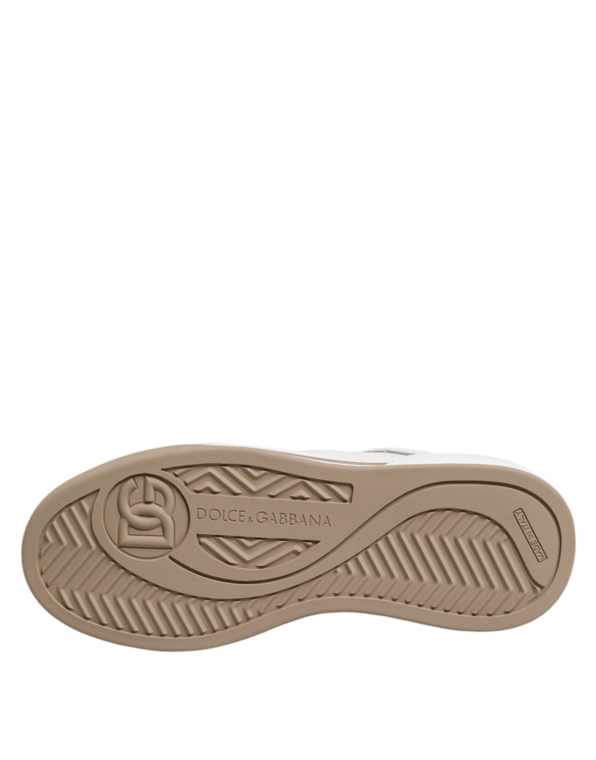 Dolce & Gabbana Weiß Braun Leder Low Top Männer Turnschuhe Schuhe