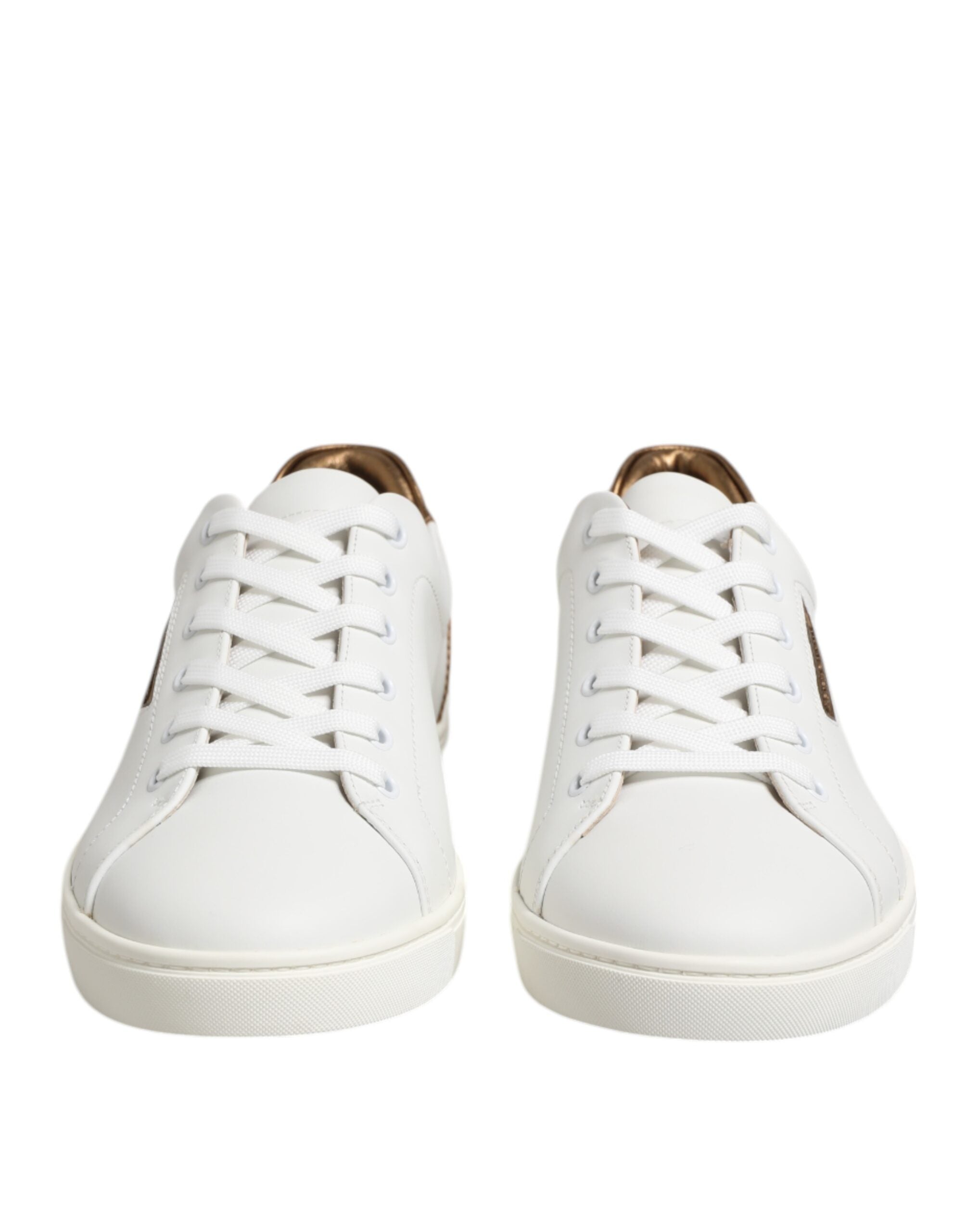 Dolce & Gabbana Weiß Braun Leder Low Top Männer Turnschuhe Schuhe
