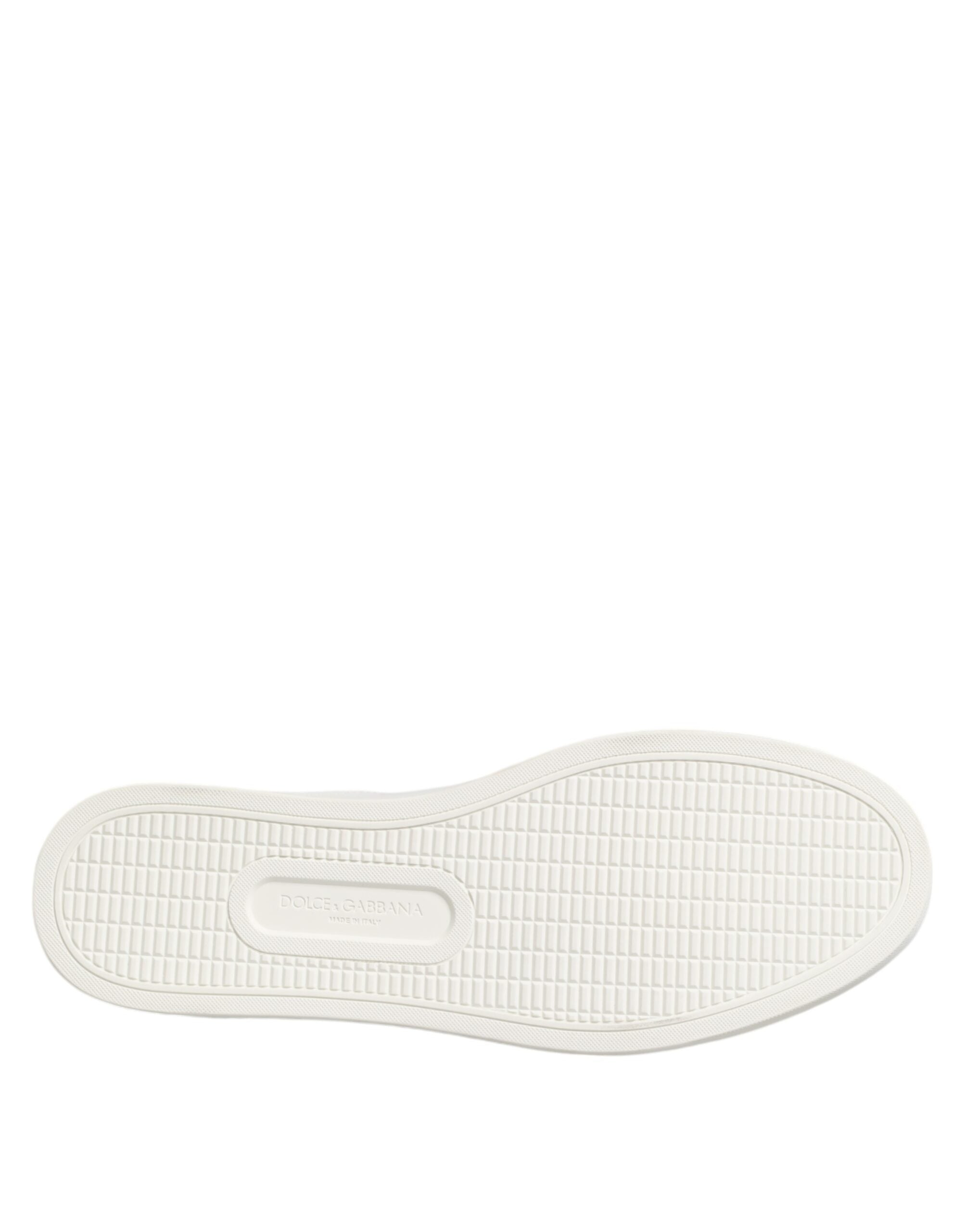 Dolce & Gabbana Weiß Braun Leder Low Top Männer Turnschuhe Schuhe