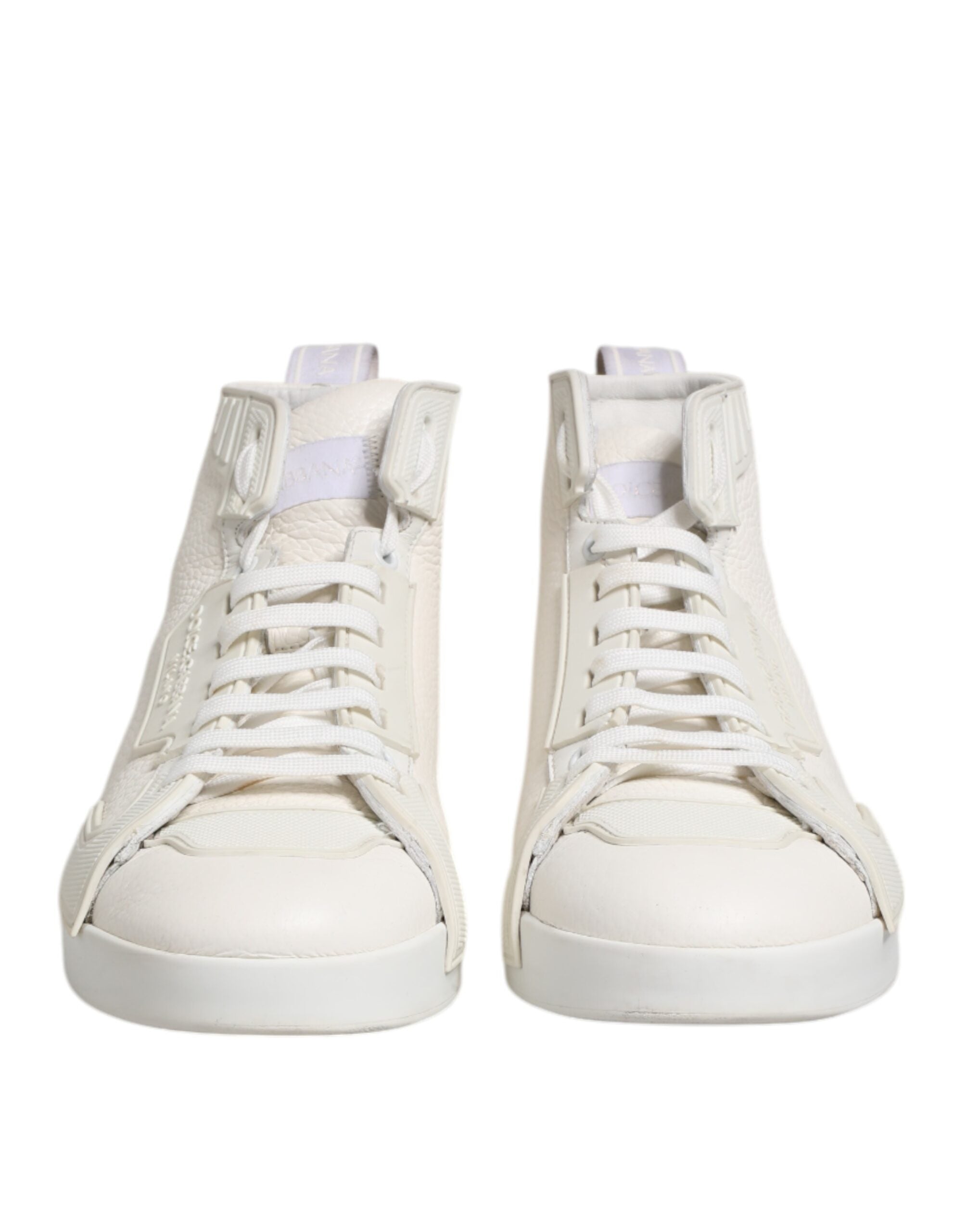Dolce & Gabbana Weiße Leder Mid Top Sneakers Schuhe