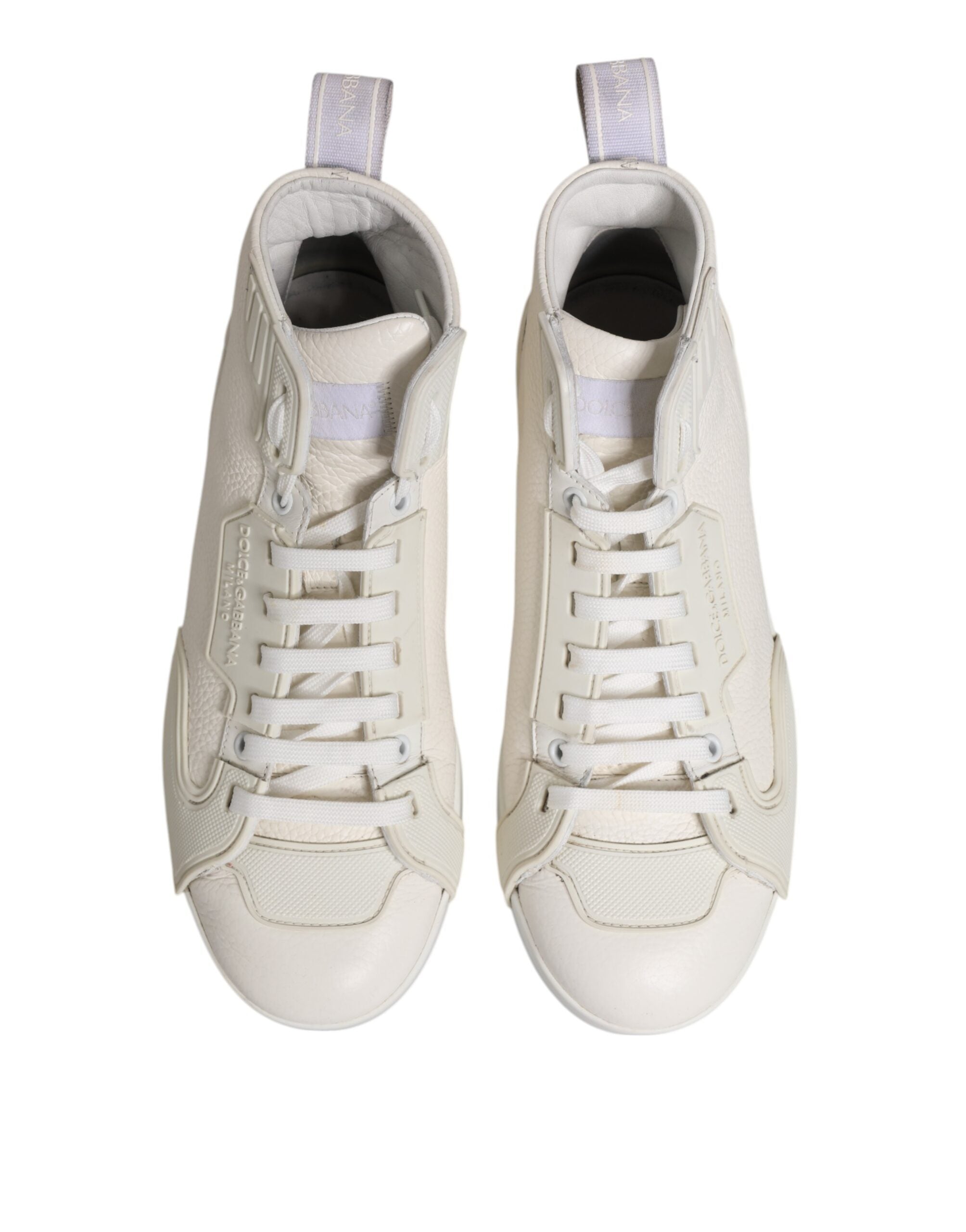 Dolce & Gabbana Weiße Leder Mid Top Sneakers Schuhe