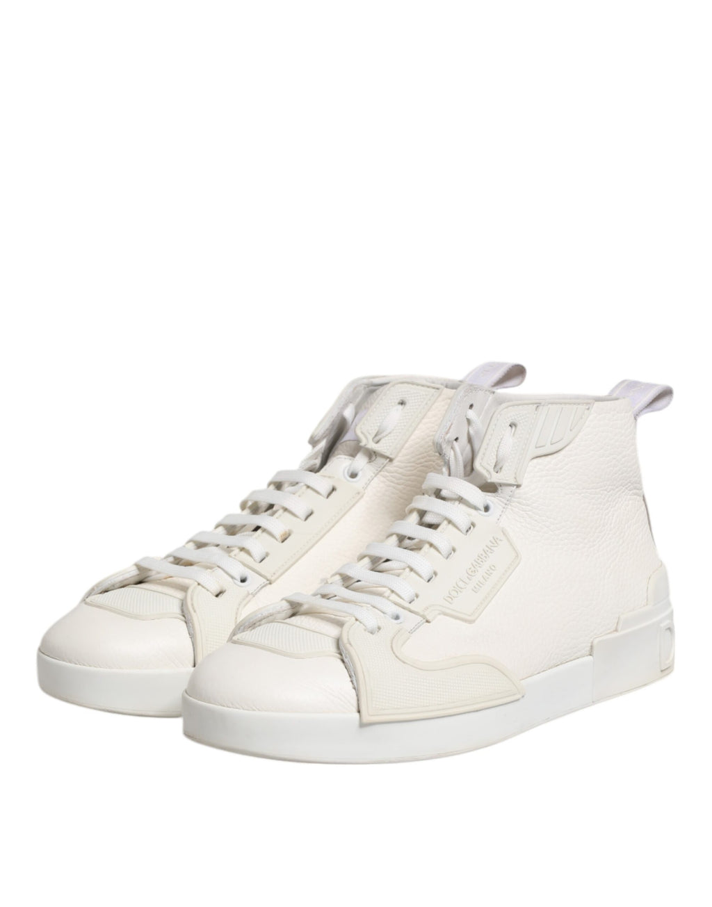 Dolce & Gabbana Weiße Leder Mid Top Sneakers Schuhe