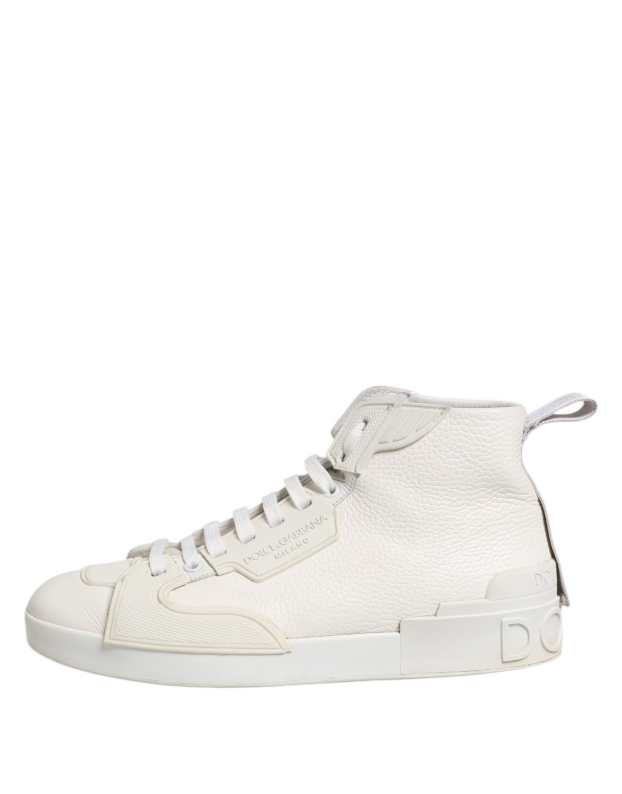 Dolce & Gabbana Weiße Leder Mid Top Sneakers Schuhe